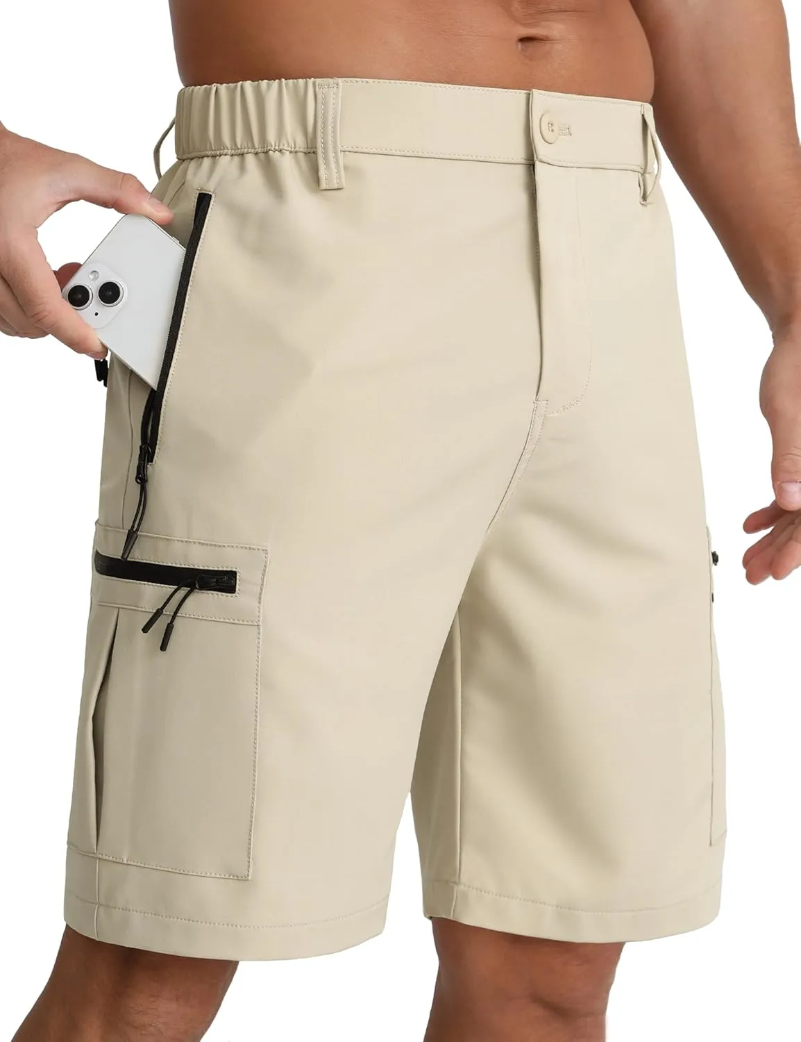 APTRO Men's Cargo Shorts with Five Zip Pockets, Work Trousers, Men's Short Hiking Trousers