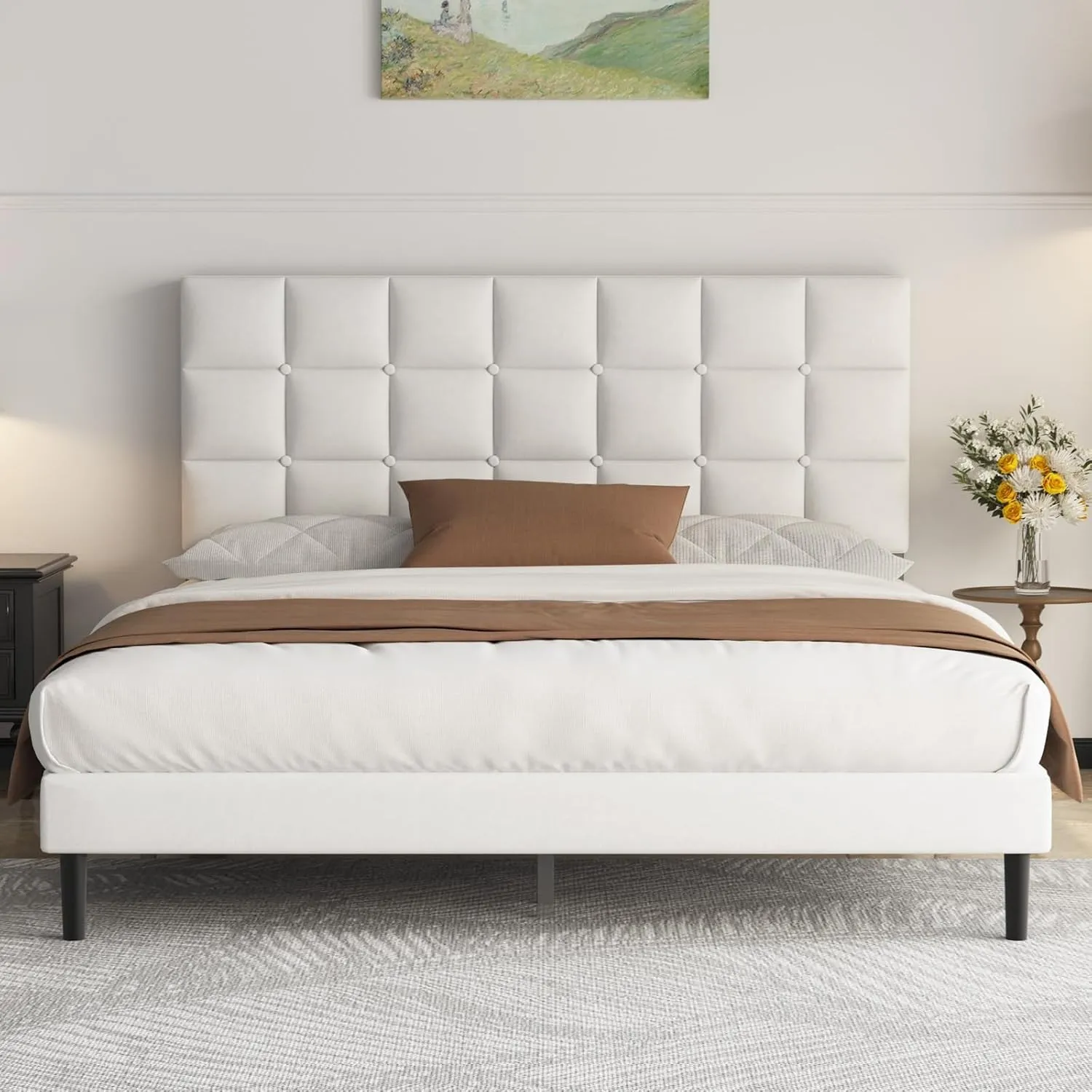 Yocreat Polsterbett 180x200cm Doppelbett, Bett 180x200, Einfache Montage