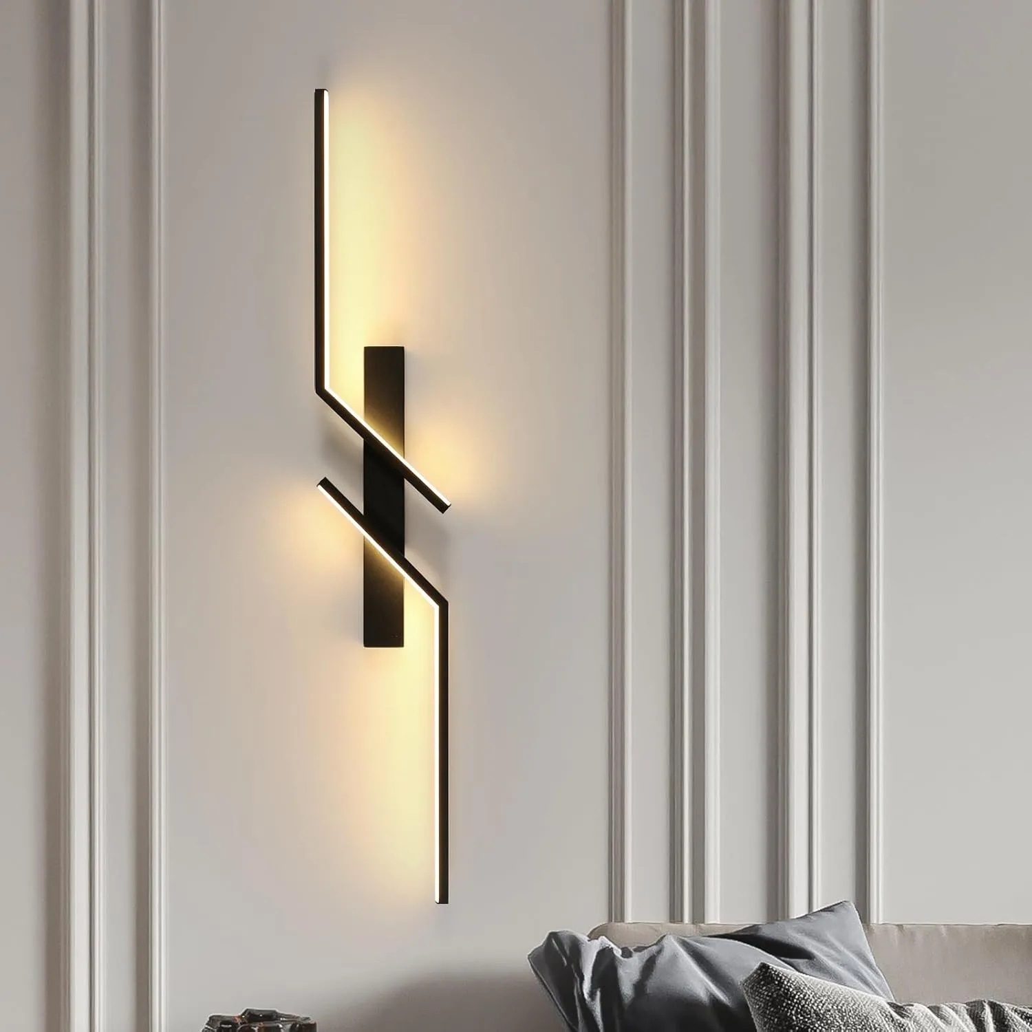 Goeco LED Wandleuchte Innen Modern 81CM 19W 3000K 2137LM Schwarz | Wandlampe Lang Warmes Licht Kreative 2 Fimmige LED W…