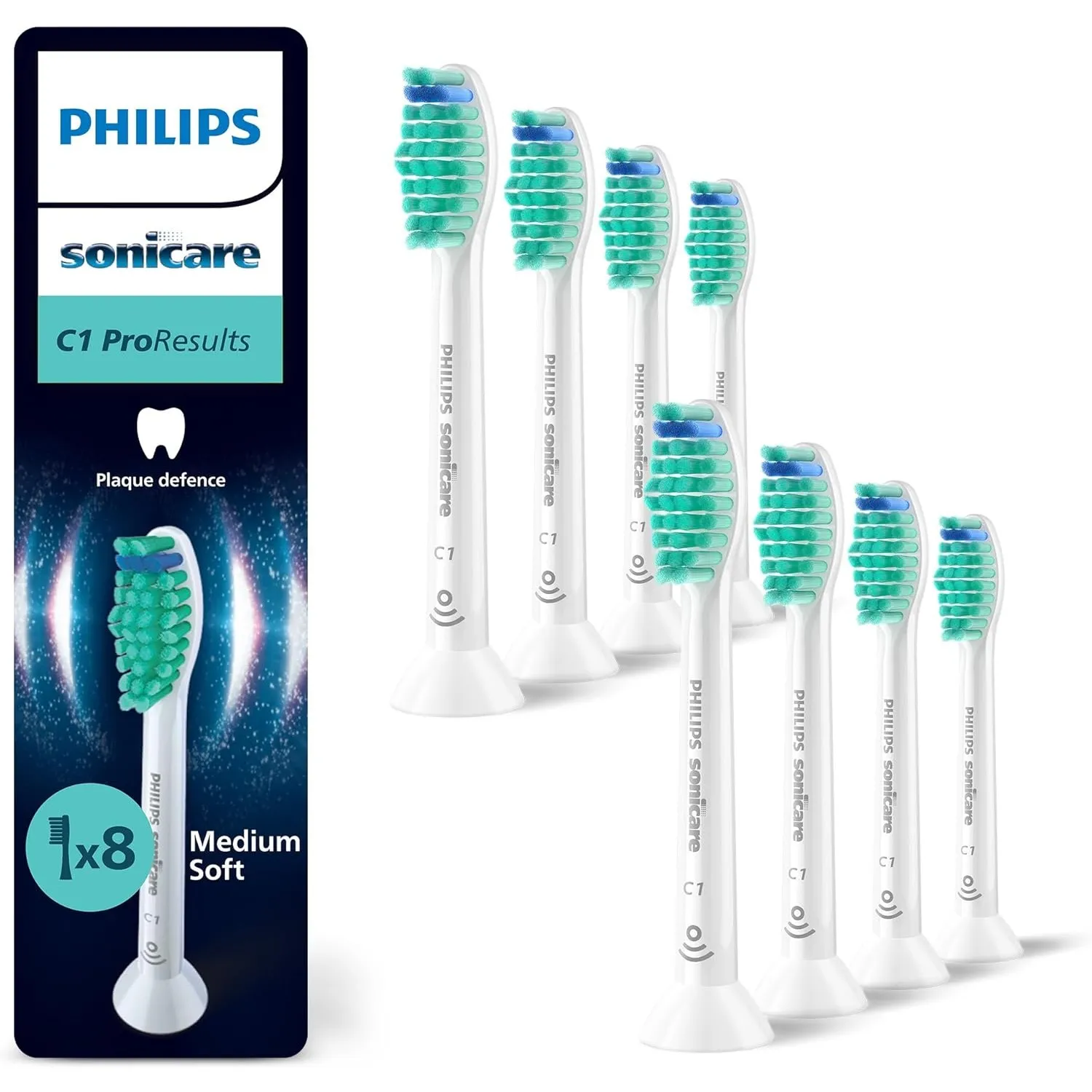 Philips Sonicare C1 ProResults, Original Ersatzbürstenköpfe, Weiß, 8er-Pack, HX6018/87