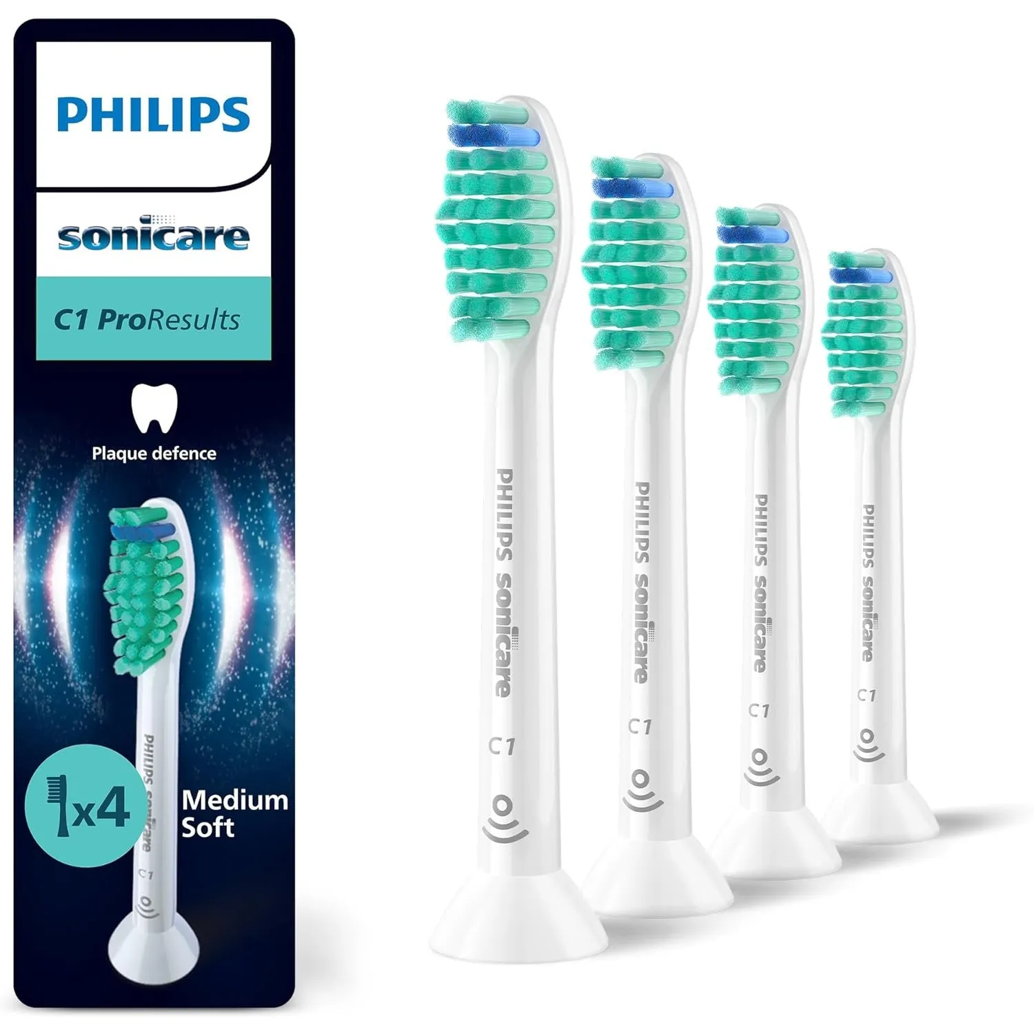 Philips Sonicare C1 ProResults, Original Ersatzbürstenköpfe, Weiß, 4er-Pack, HX6014/87