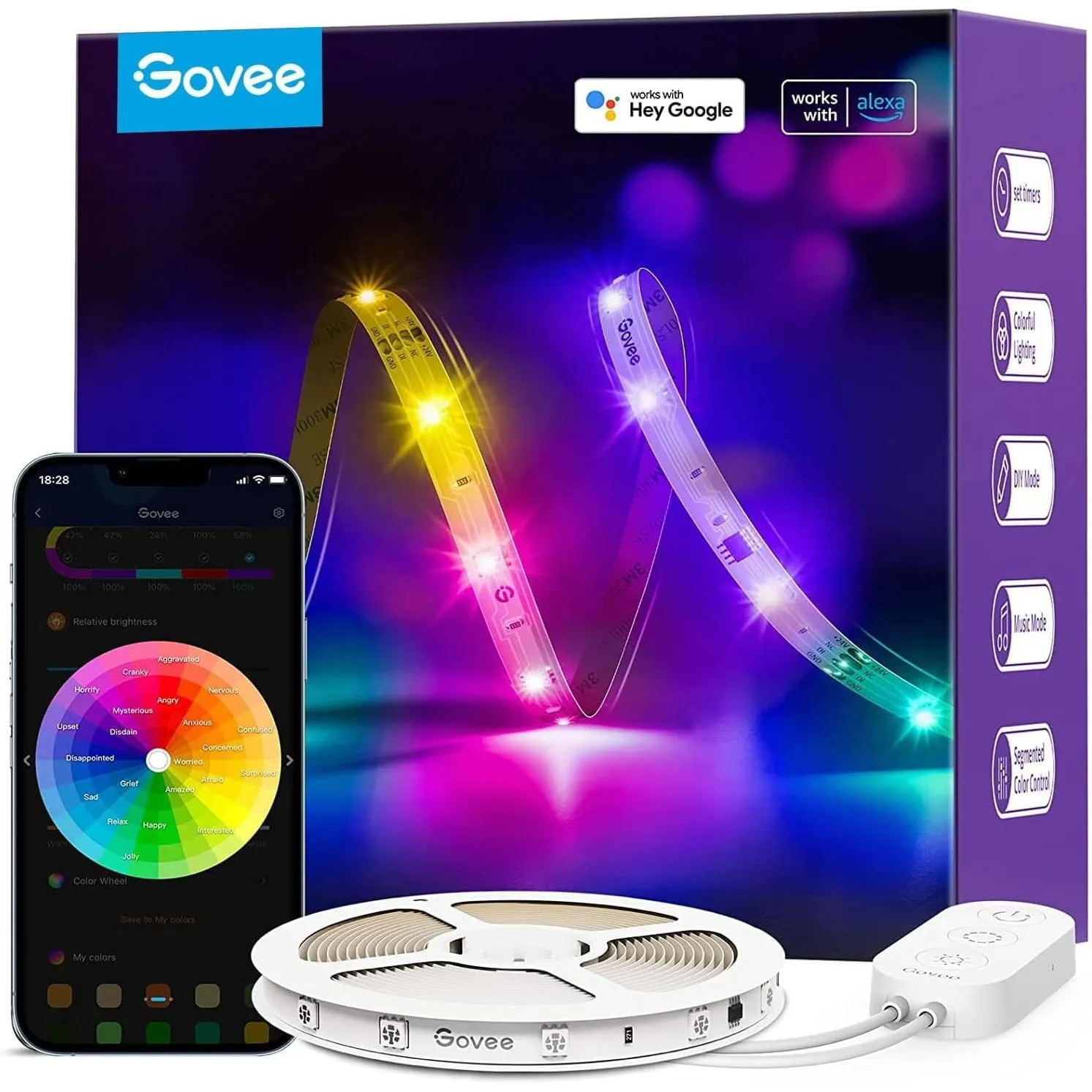 Govee LED Strip 5m, Smart RGBIC LED Streifen Lichterkette mit Alexa
