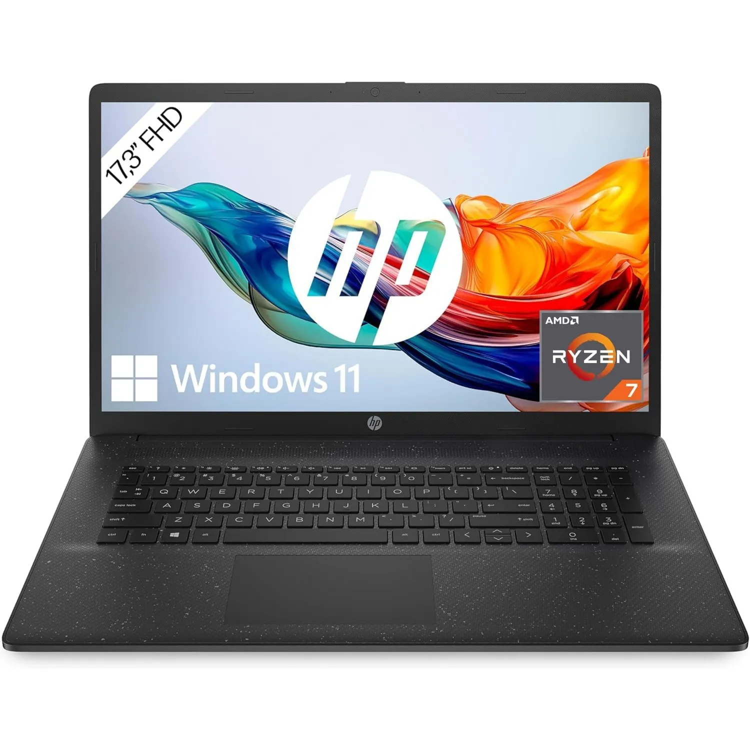 HP Laptop mit 17,3 Zoll FHD Display, AMD Ryzen 7 7730U, 16 GB DDR4 RAM, 512 GB SSD, AMD Radeon-Grafik, Windows 11, QWER…