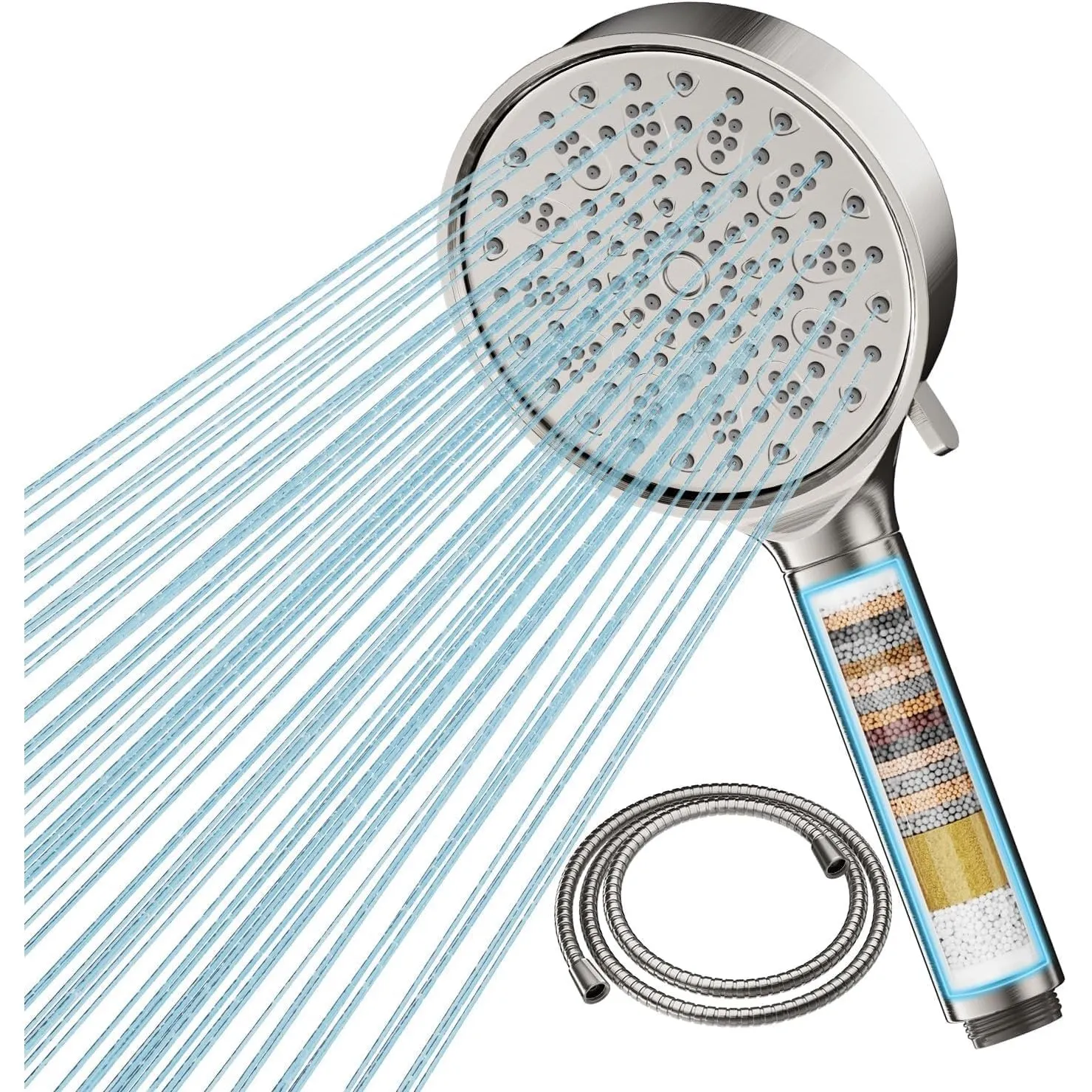 Cobbe Duschkopf mit Filter, Hochdruck Handbrause mit Schlauch, 6 Strahlarten Duschkopf Wassersparend mit Filtration in …