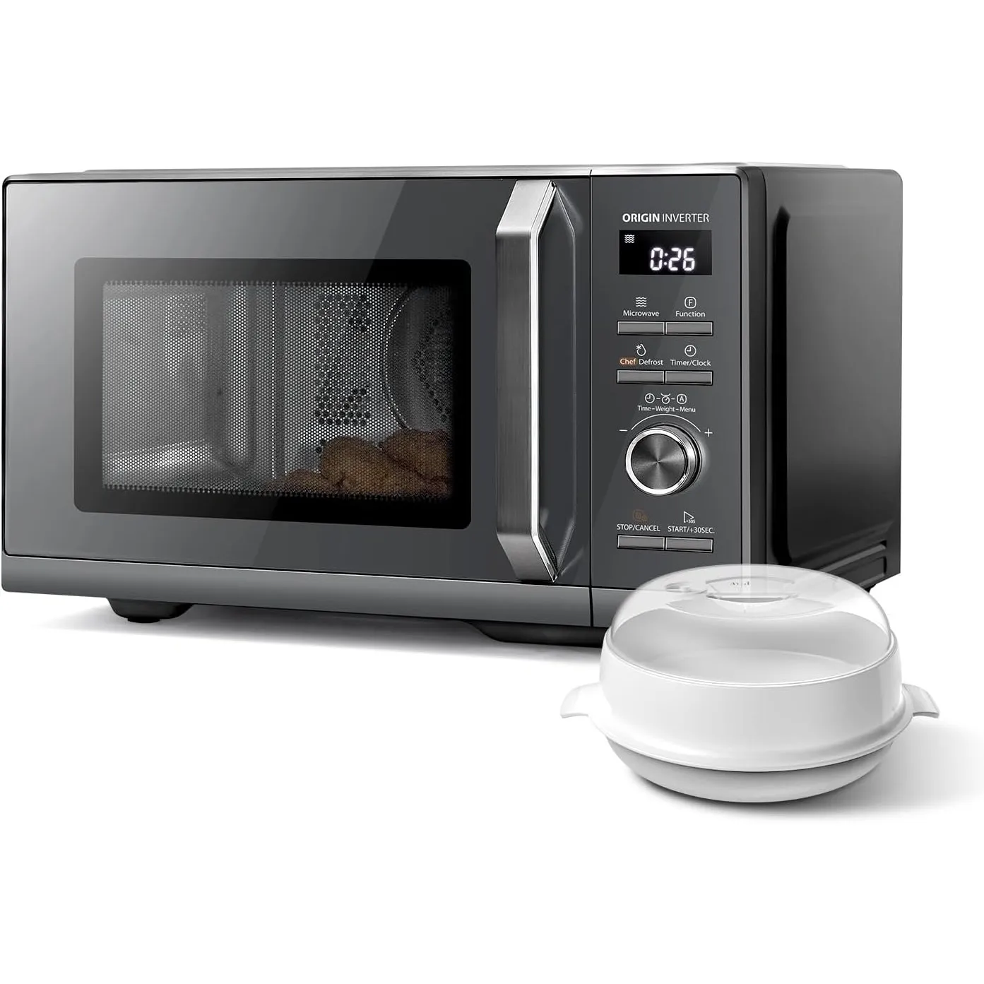 Toshiba MW3-AC26SFI(MG) Mikrowelle mit Grill und Heißluft 6-in-1 Mikrowellenherd mit Dampfgarer 26L 900W Origin Inverte…