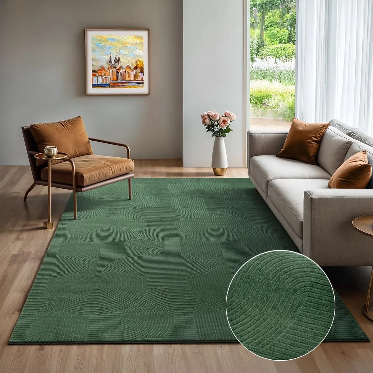 the carpet Rio - Moderner Kurzflor Teppich, weicher und pflegeleichter Anti-Rutsch-Teppich mit 3D-Optik, robust, für Wo…