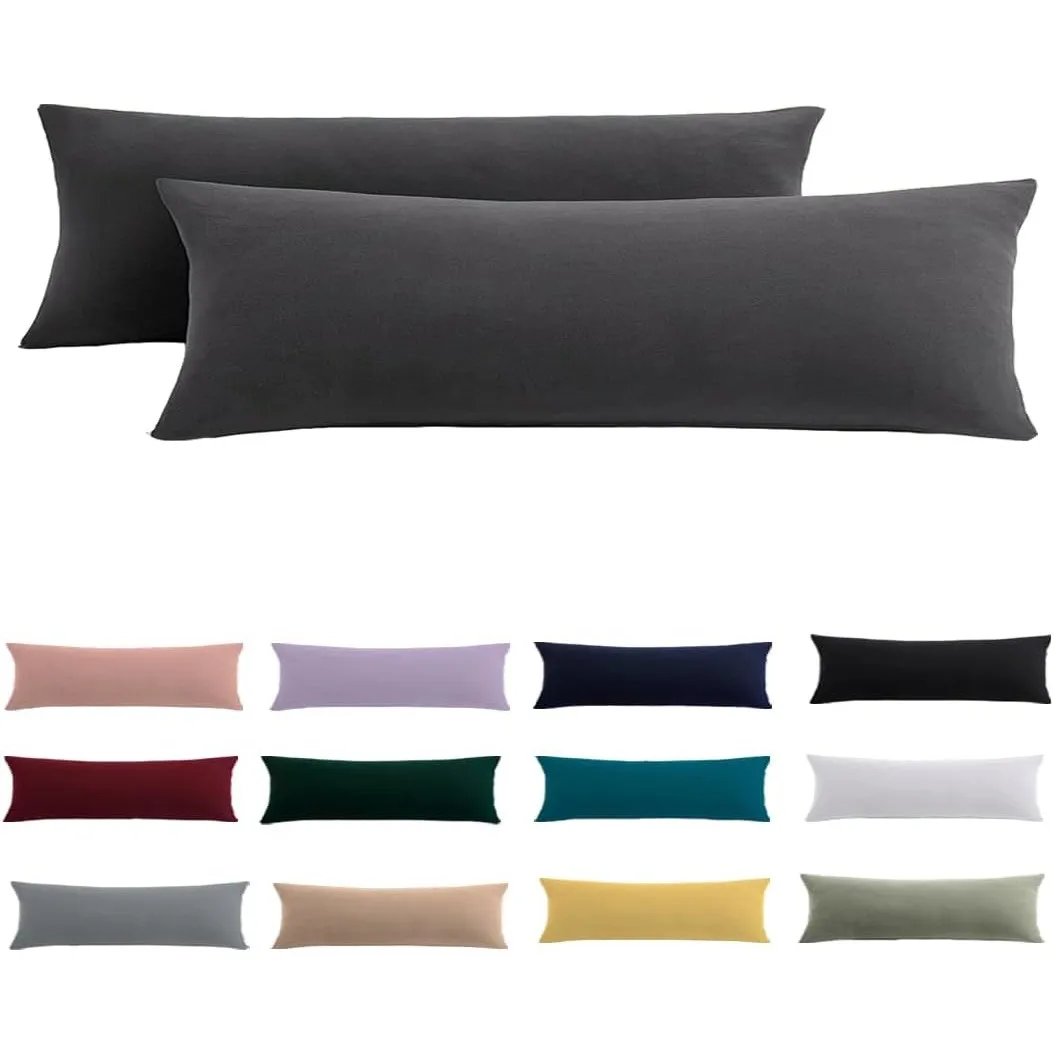 Seitenschläferkissen Bezug 40x145 2er Set - Anthrazit Kissenbezug 145x40 mit Reißverschluss 100% Mikrofaser Resistent u…