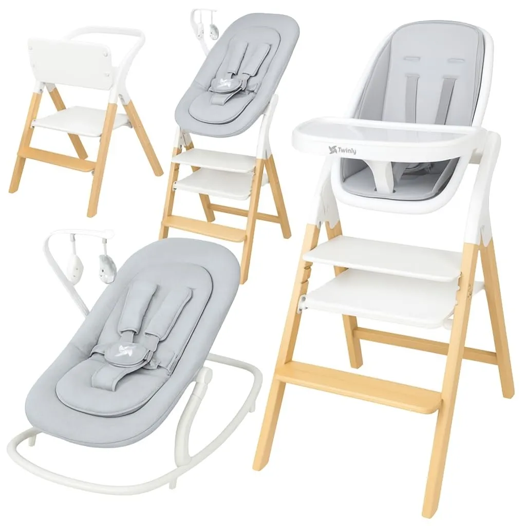 Twinly - Baby Hochstuhl Set 5in1: multifunktional Alaia, Lernturm, Kinderstuhl - ab Geburt 0m+ - Faltbar und ergonomisc…
