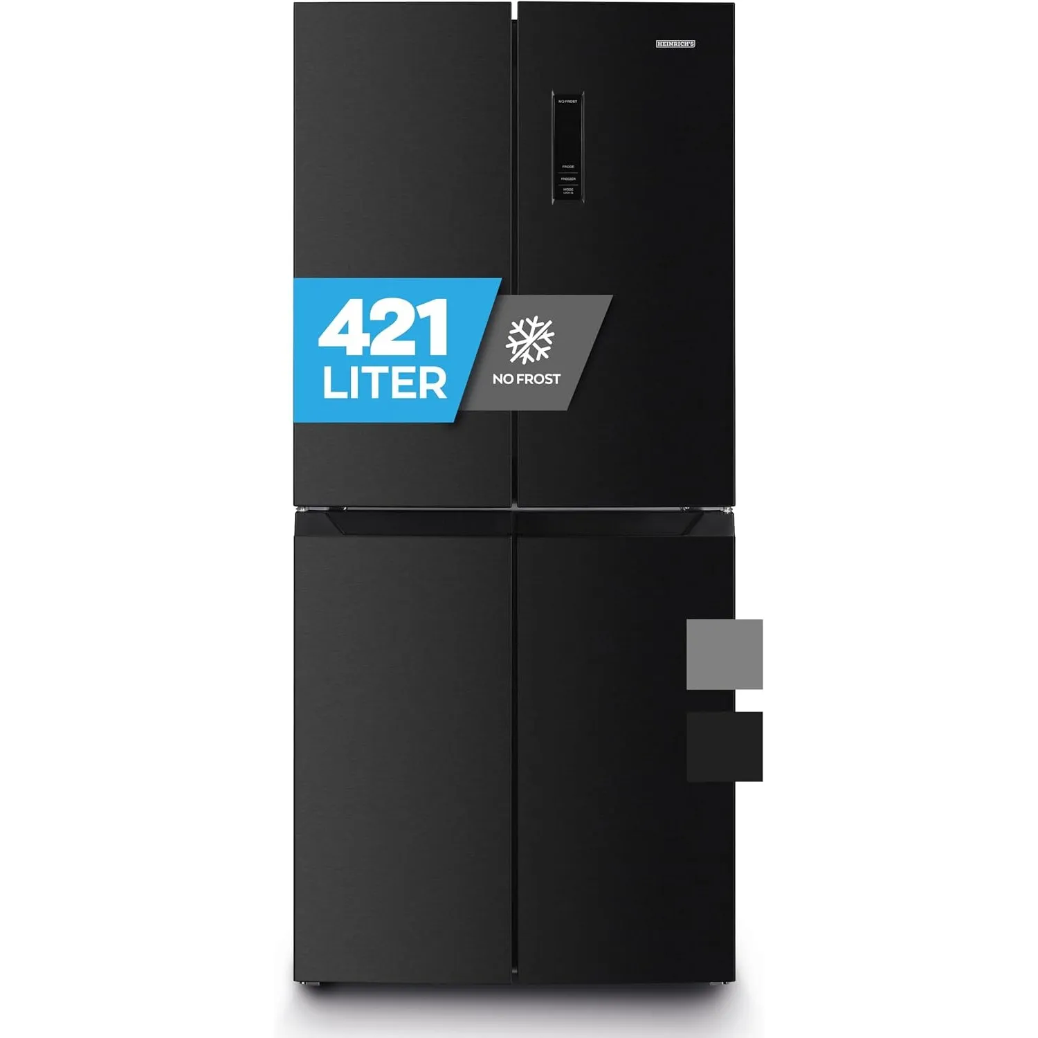 Heinrich´s Cross Door Kühlschrank, Kühlgefrierkombination mit 421L Gesamtvolumen, inkl. Total-No-Frost Funktion, 150L G…