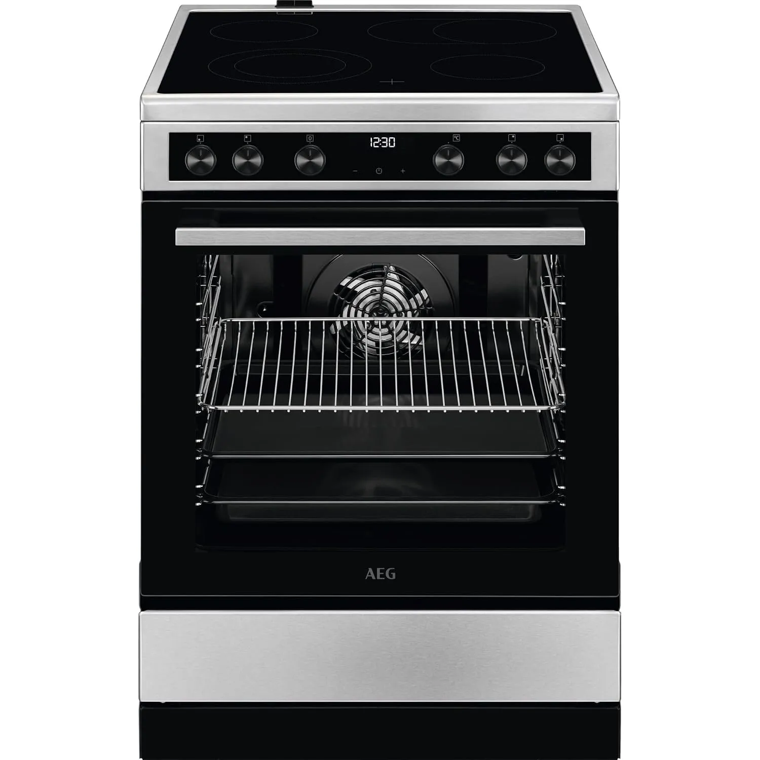 AEG Standherd mit Glaskeramik-Kochfeld 60 cm/Bräterzone/Mehrkreiskochzone/Versenkknebel/Touch-Bedienung/Grillfunktion/D…