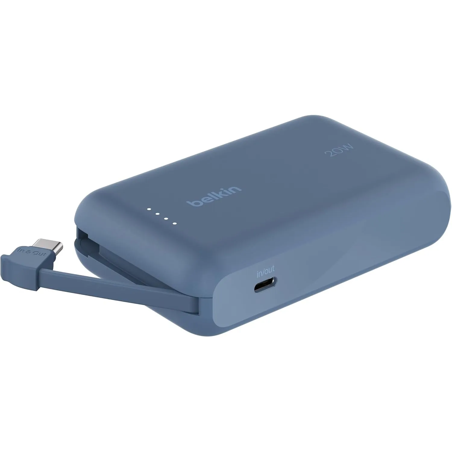 Belkin BoostCharge Power Bank, Portable Powerbank 10000mAh mit integriertem Kabel, PD 20 W – USB-C Power Delivery zum S…