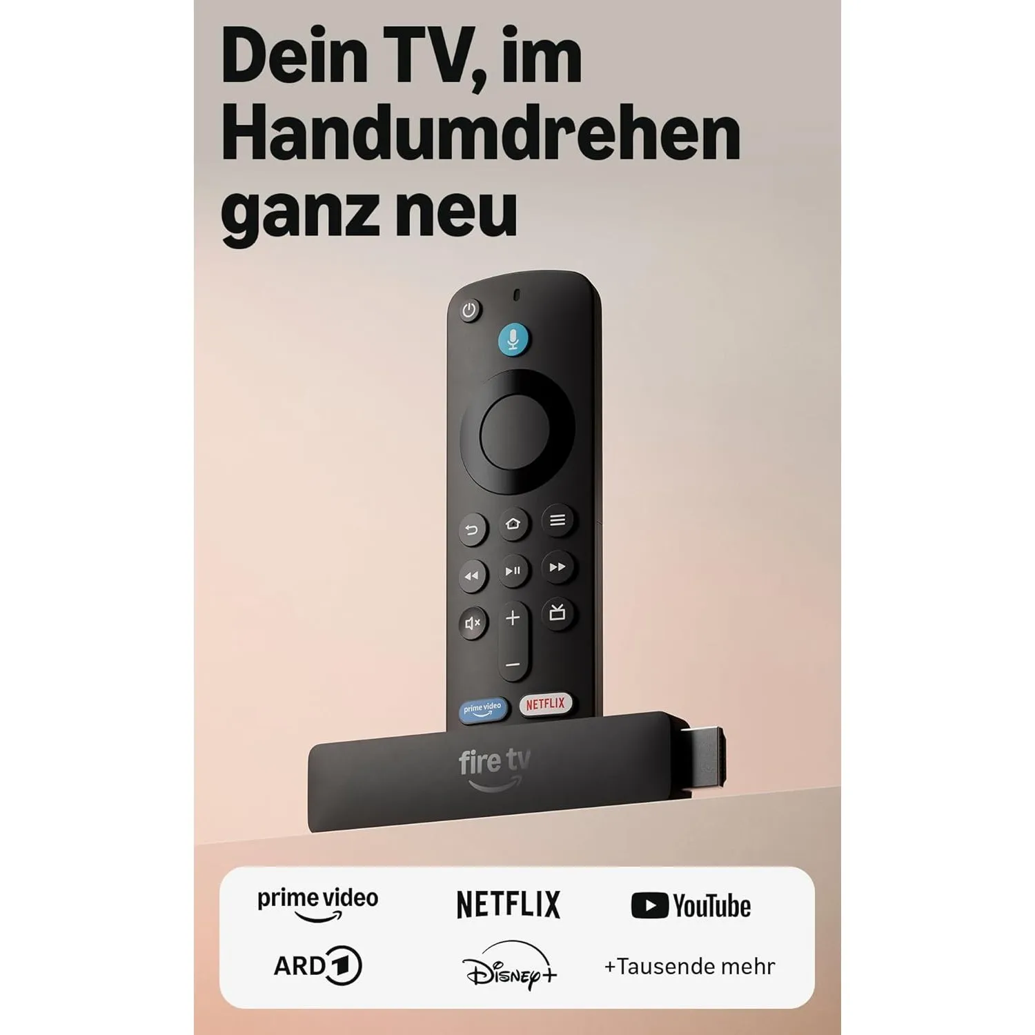 Amazon Fire TV Stick HD (neueste Generation), Free- und Live-TV-Inhalte, Alexa-Sprachfernbedienung, wird über den Ferns…