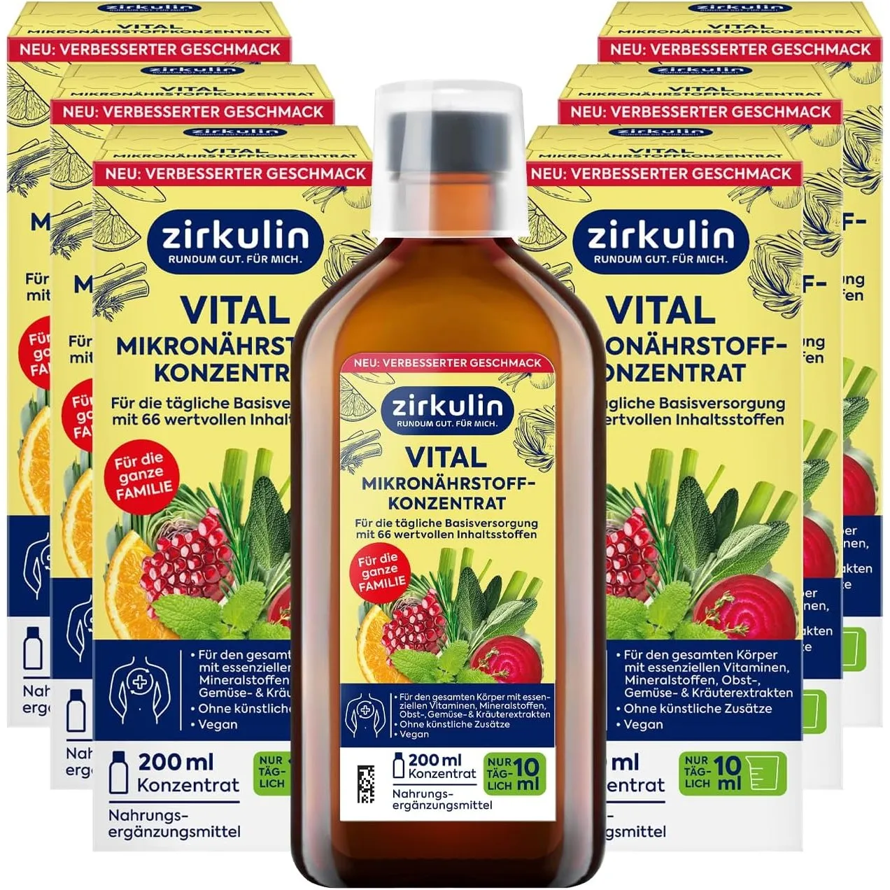 Zirkulin Vital Mikronährstoffkonzentrat (6x200ml) – 120 Tage Reichweite - 66 Vitalstoffe aus Obst, Gemüse & Kräutern - …
