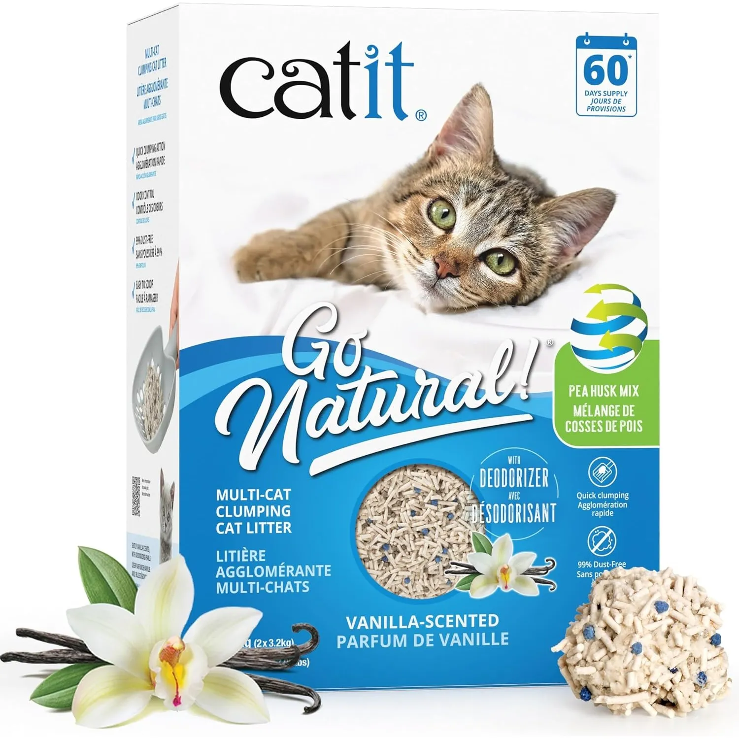 Catit Go Natural Katzenstreu Vanilleduft mit Bentonit, 99% staubfrei, 6,4kg
