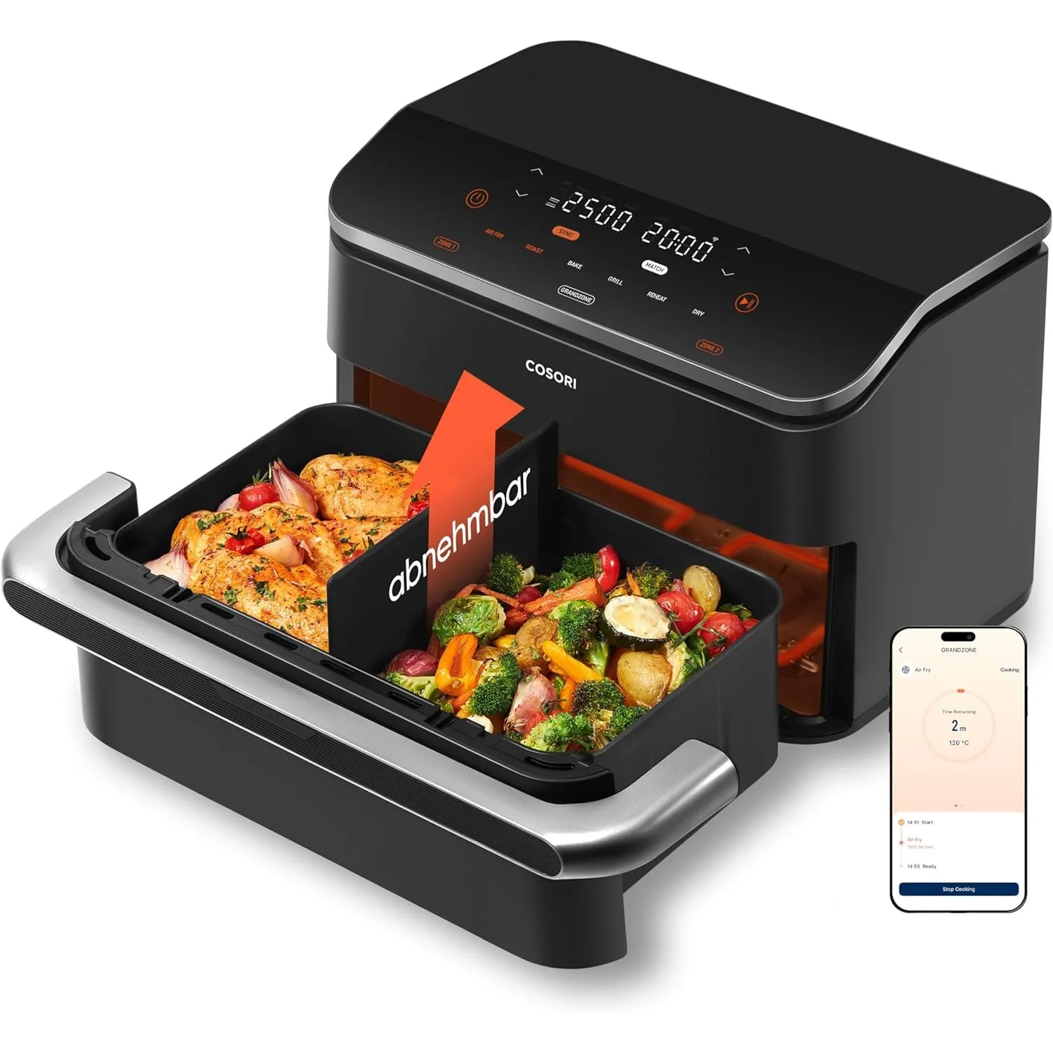 Cosori Airfryer, Dual Blaze Twinfry, Flexiblen Kammern, 10L