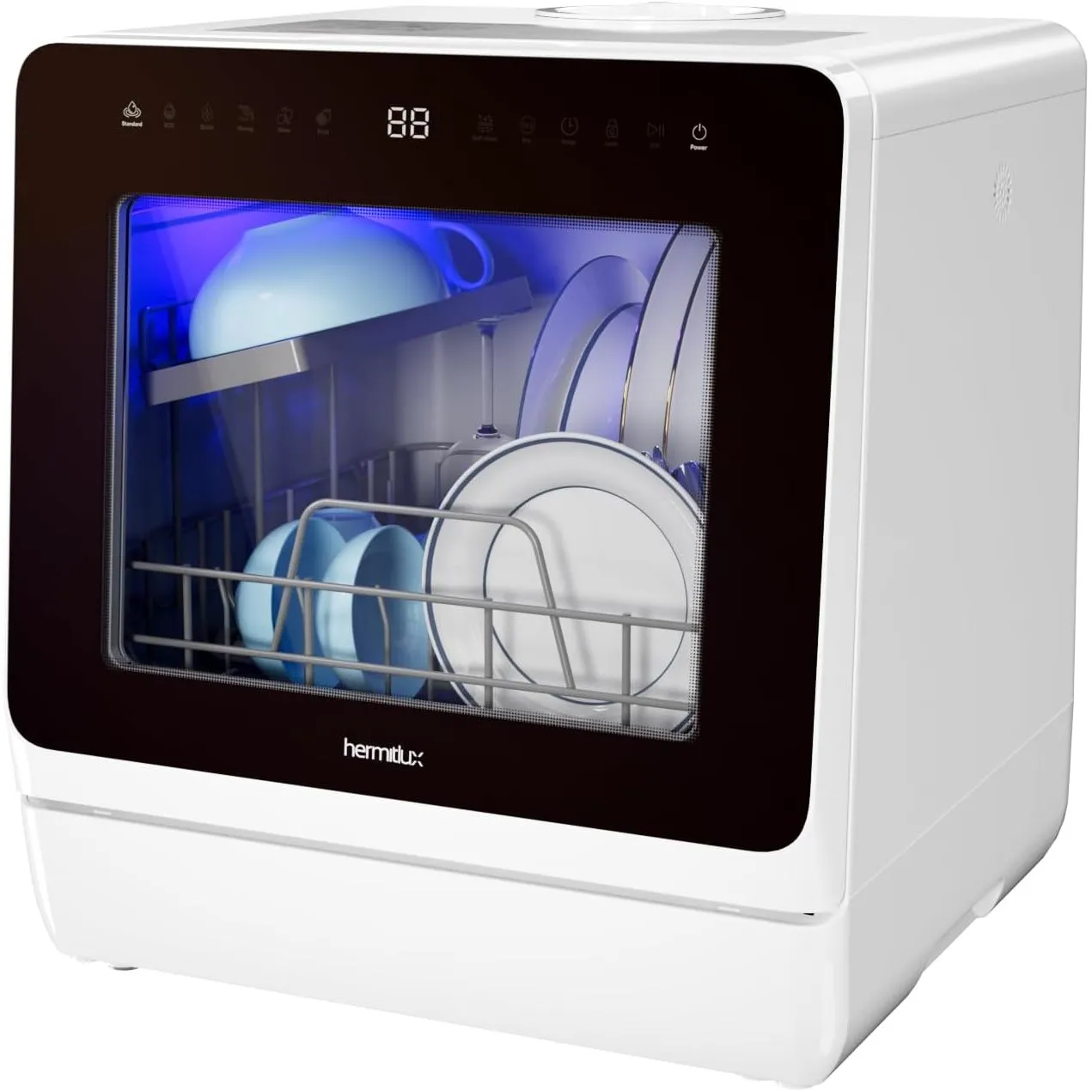 Hermitlux Mini Spülmaschine 7+3 Programme, 1-18 Std. Startverzögerung