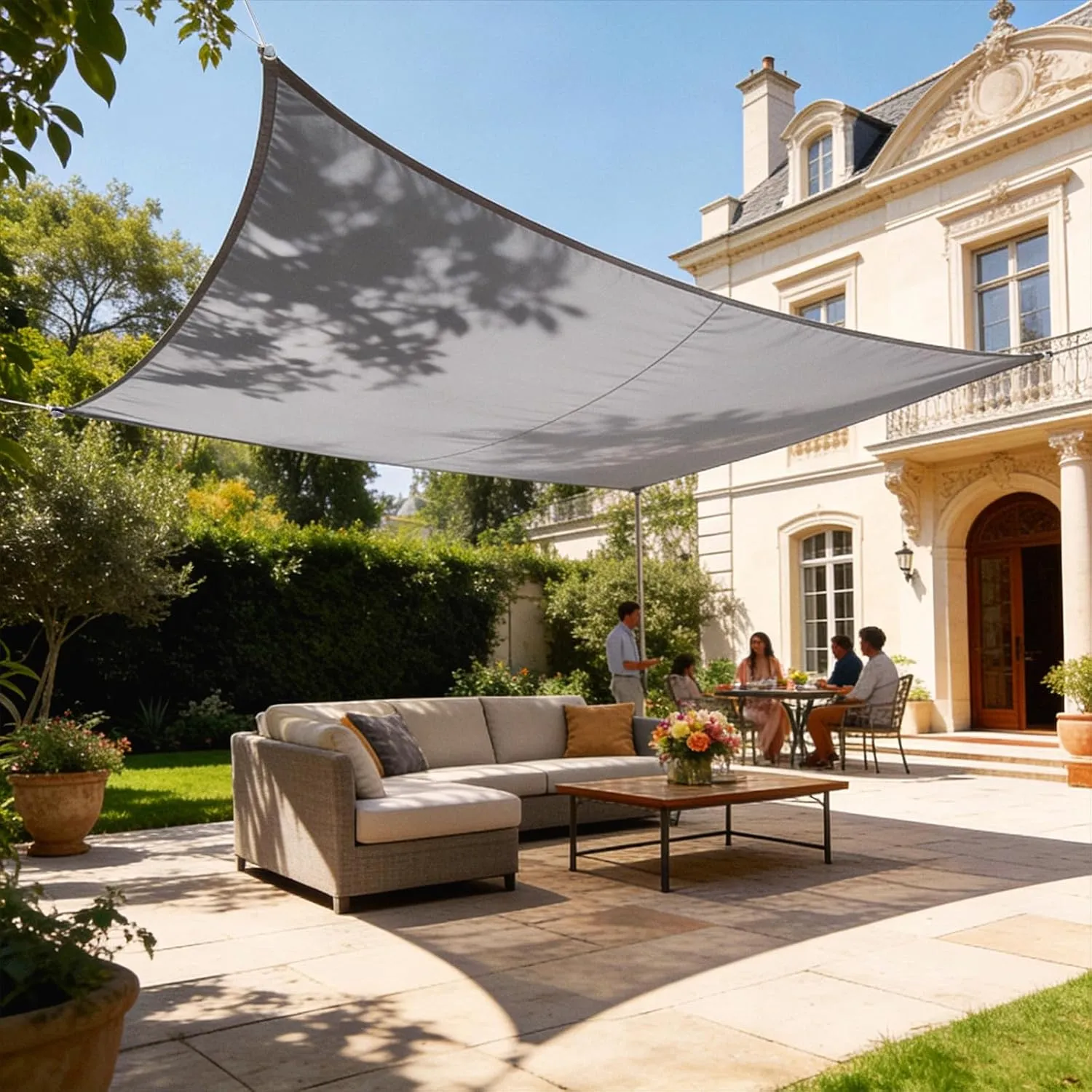 HAIKUS Sonnensegel Wasserdicht Rechteckig 5x5m Sonnenschutz Wasserabweisend Premium PES Polyester mit UV Schutz für Bal…