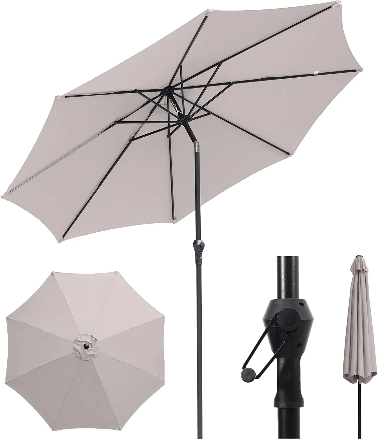 Sekey Sonnenschirm 300 cm mit Kurbel, Gartenschirm wasserabweisend, Balkonschirm UV-Schutz bis UPF 50+, Terrassenschirm…