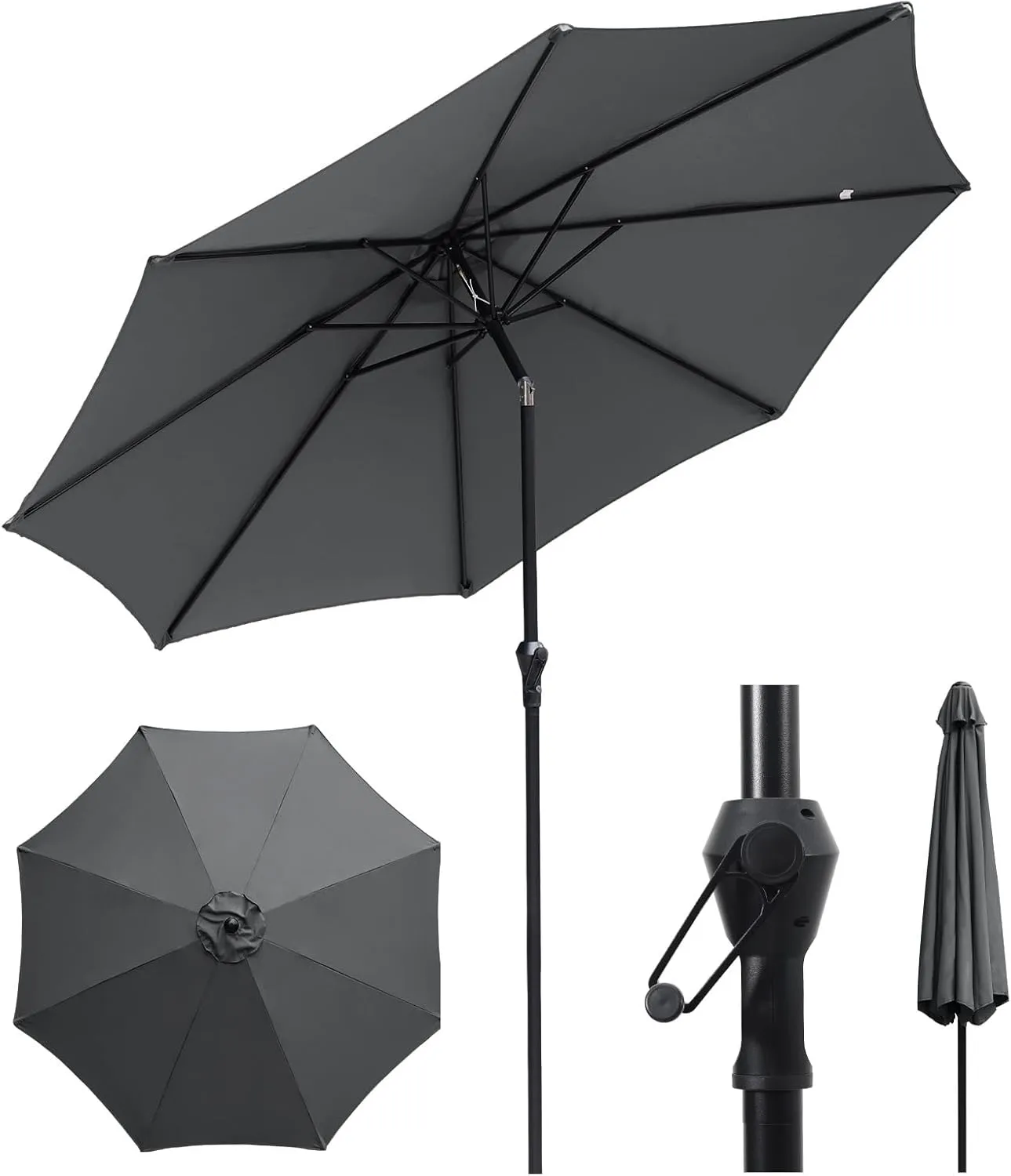 Sekey Parasol 300 cm with Crank, Garden Umbrella, Water-Repellent, Balcony Umbrella, UV Protection up to UPF 50+, Patio…