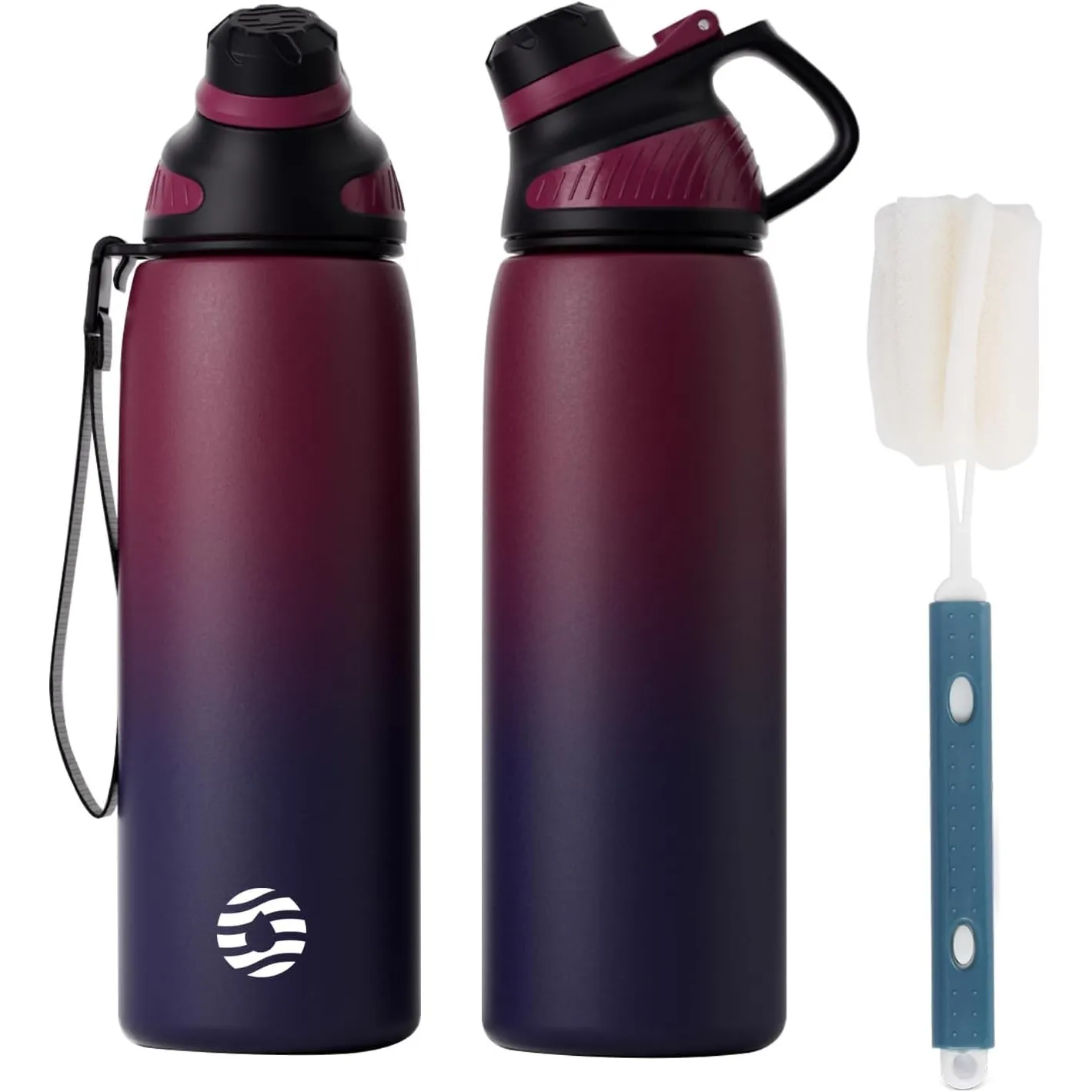 Fjbottle Edelstahl Trinkflasche Sport mit Magnetischem Deckel 1L, 800ml, 600ml, 400ml BPA-Frei Auslaufsichere Kinder Fl…
