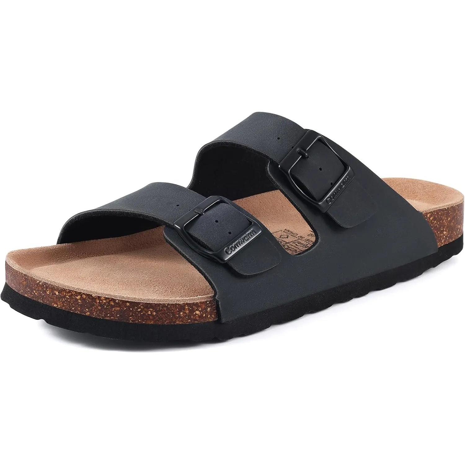 Comwarm Damen Kork Fußbett Pantoletten Sandale, Bequeme Sommer Strand Slide mit Verstellbarer Schnalle Hausschuhe
