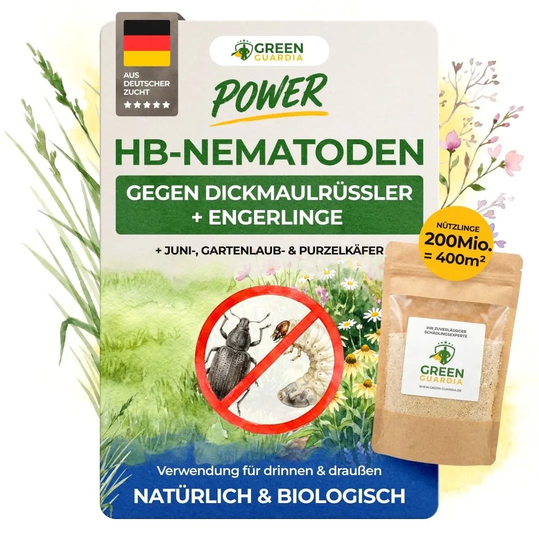 GREEN GUARDIA Power HB-Nematoden gegen Dickmaulrüssler & Engerlinge - 200 Mio. (400m²) -biologische Schädlingsbekämpfun…
