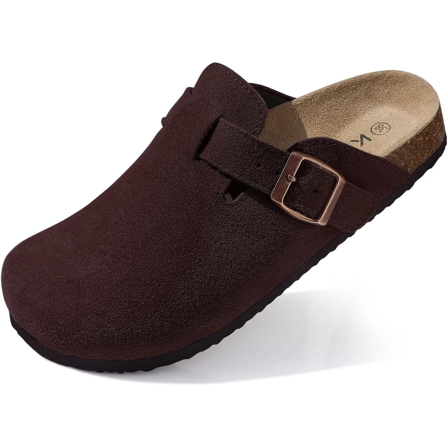 Comwarm Wildleder Damen Clogs Kork Fußbett Pantoletten