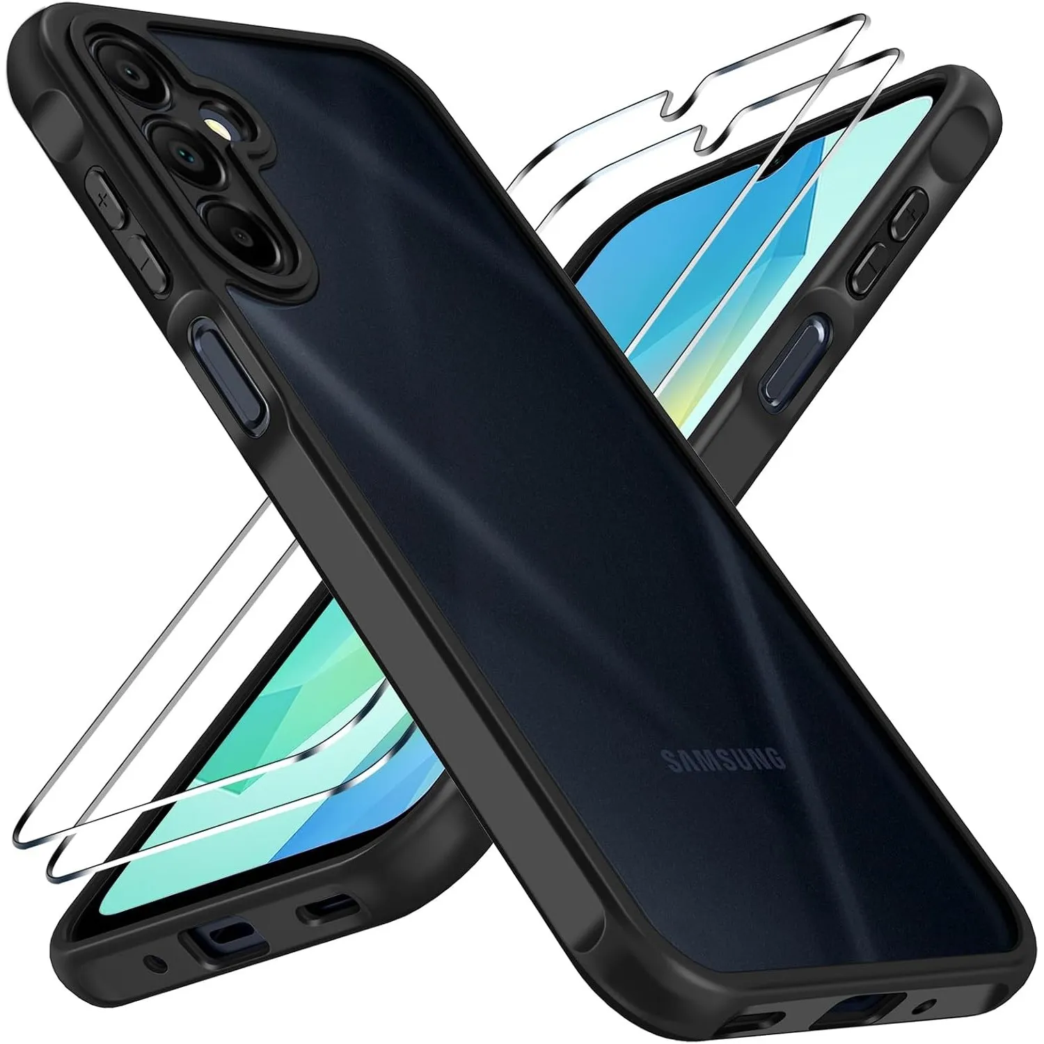 ivoler Hülle für Samsung Galaxy A16 4G / A16 5G mit 2 Stück Panzer Schutz Glas, [Militärstandard] Stoßfest [Kameraschut…