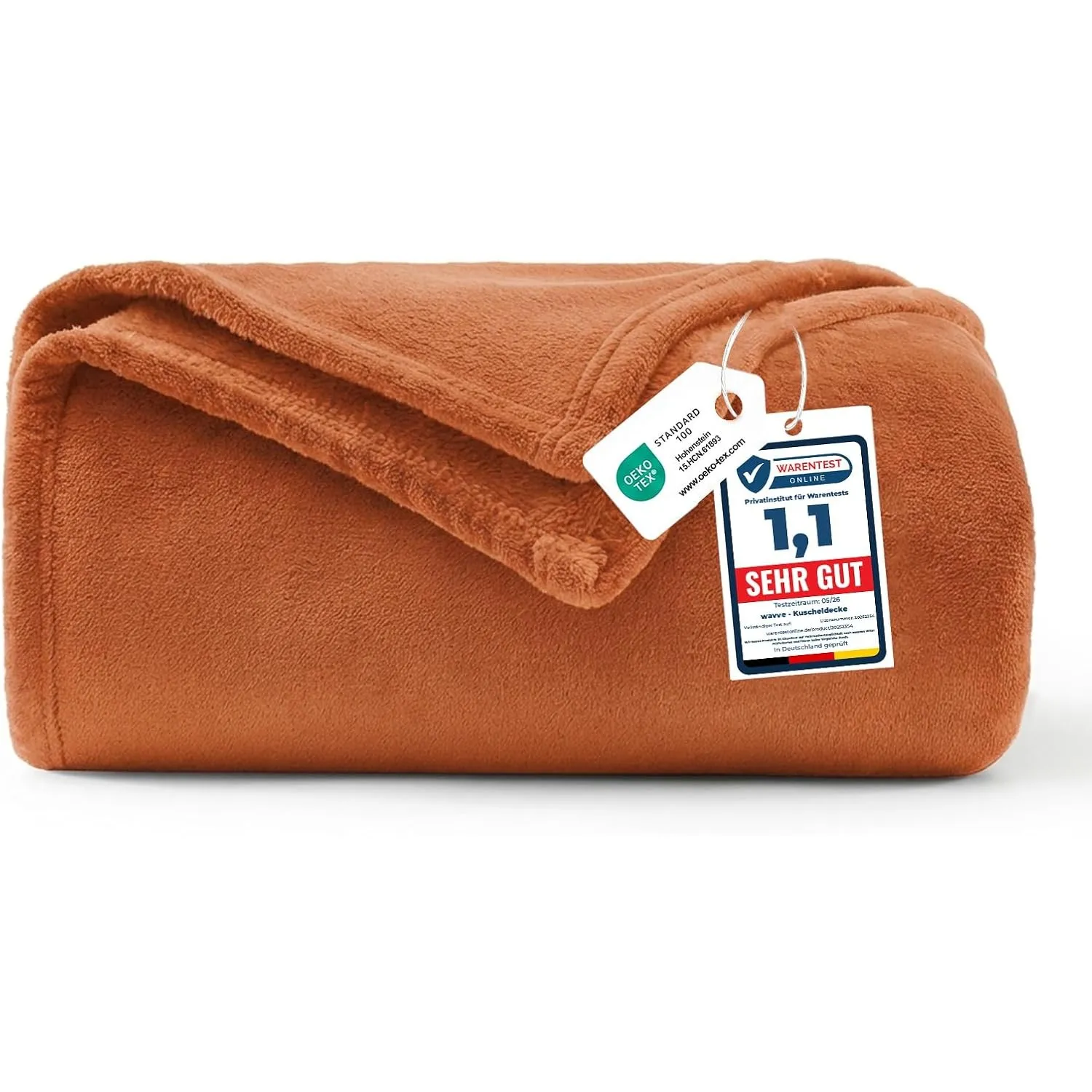 WAVVE Kuscheldecke Flauschig Decke Tagesdecke 150x200 - Sofadecke Orange