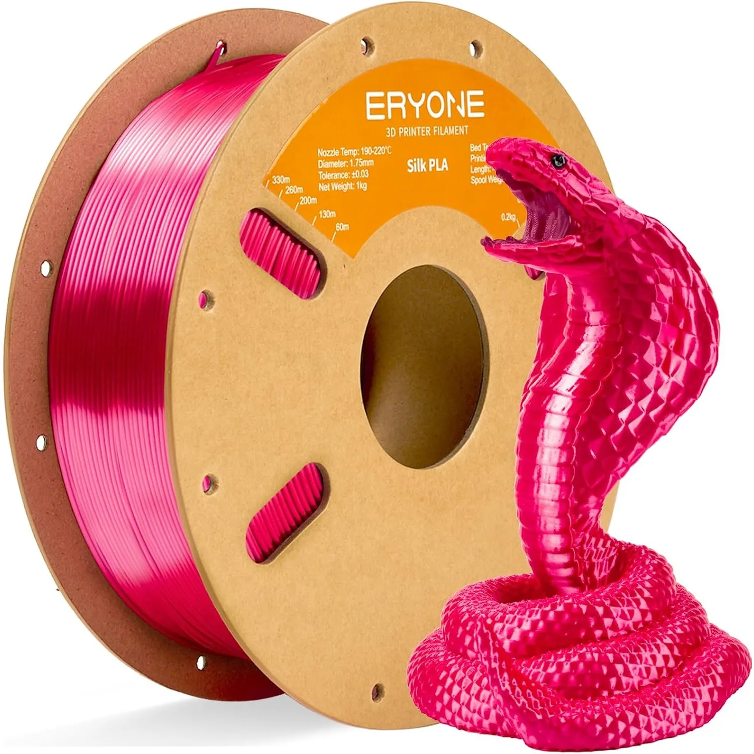 ERYONE Silk PLA Filament 1.75 mm, 3D Drucker Filament PLA Silk,+/- 0.03 mm, 1 kg/Spule, Seiden PLA Metallic Fuchsia