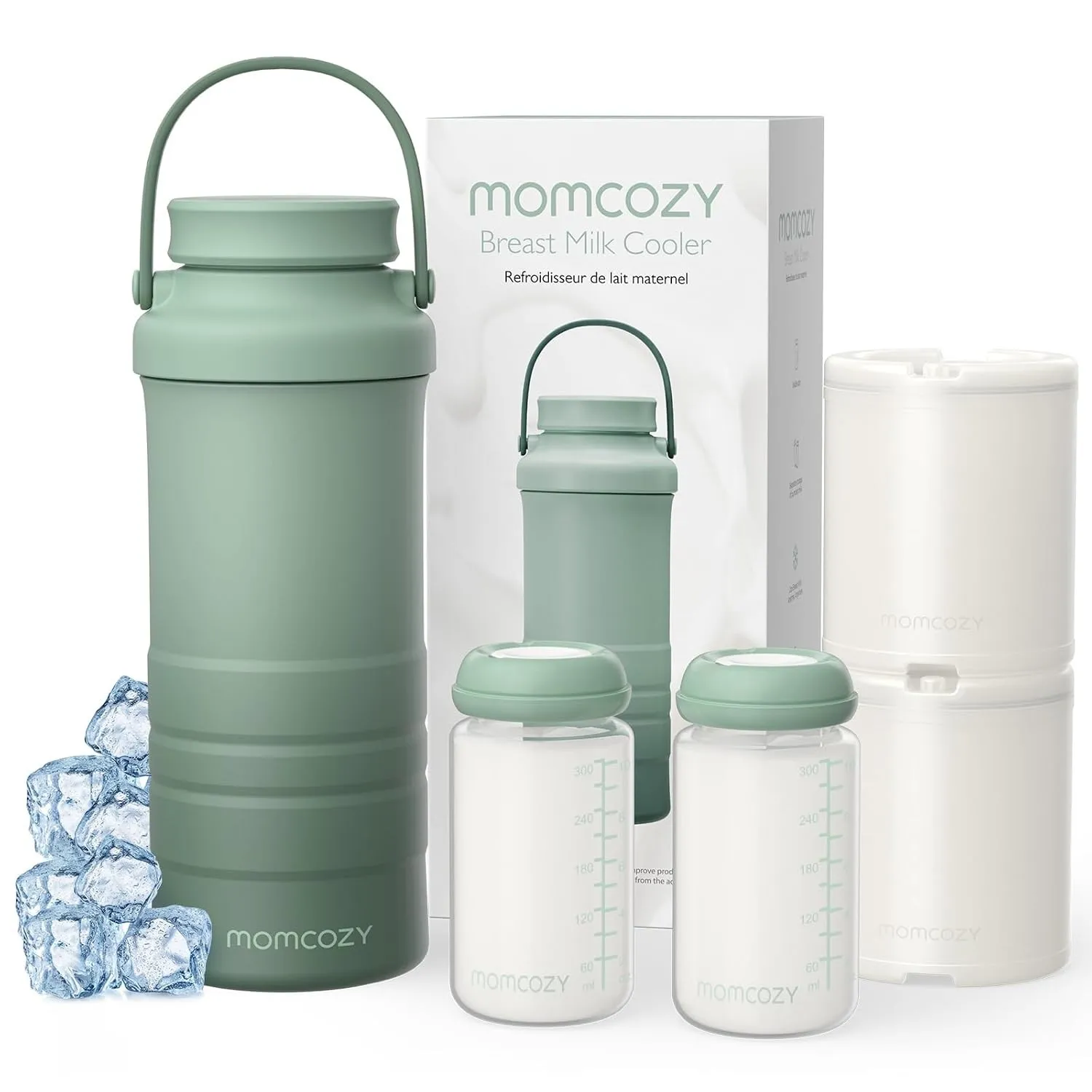 Momcozy Tragbarer Muttermilchkühler für draußen, 650ml, 2 Flaschen