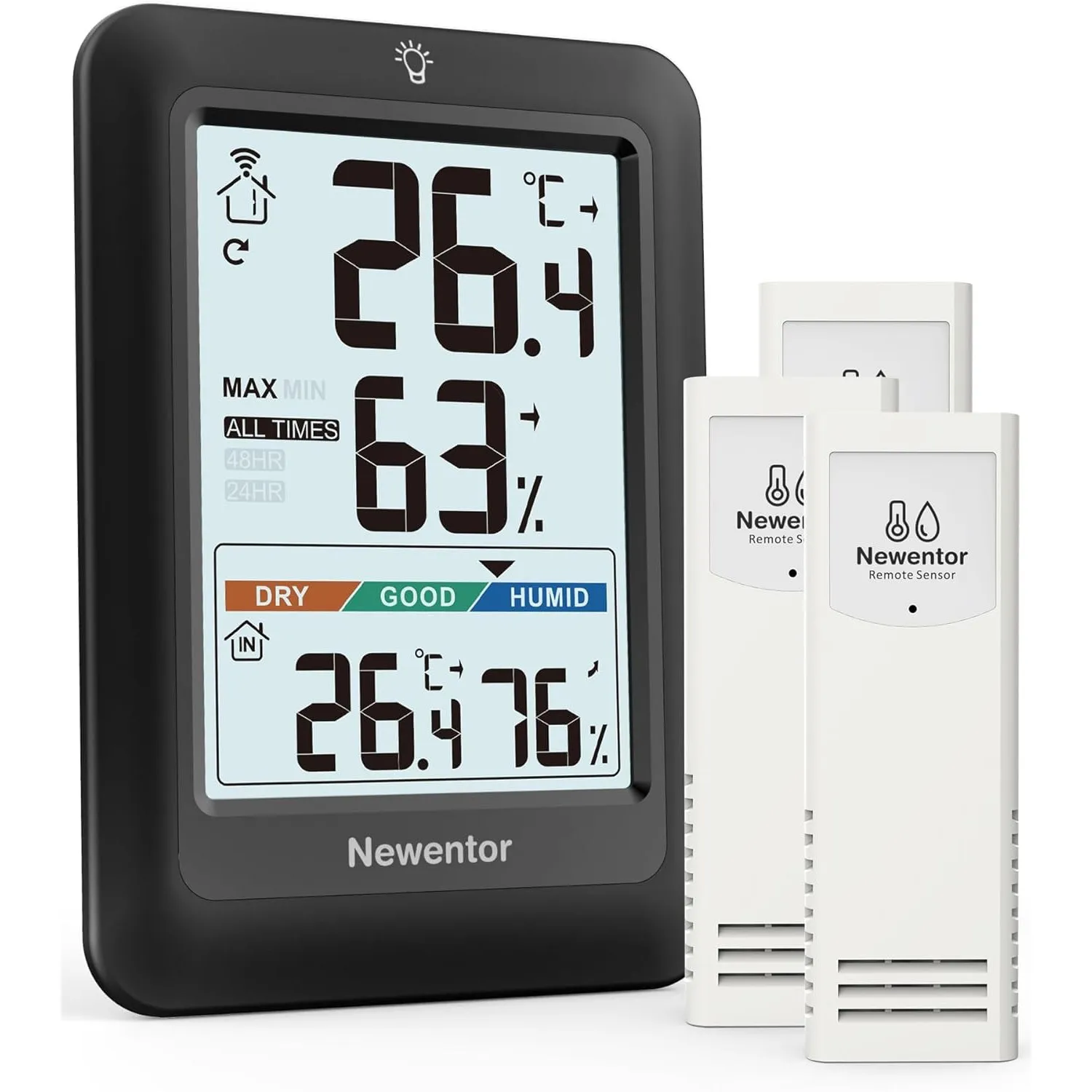 Newentor MAX MIN Thermometer innen außen 24/48 Std./alle Zeiten - Hygrometer Innen mit Luftkomfort - Wetterstation Funk…