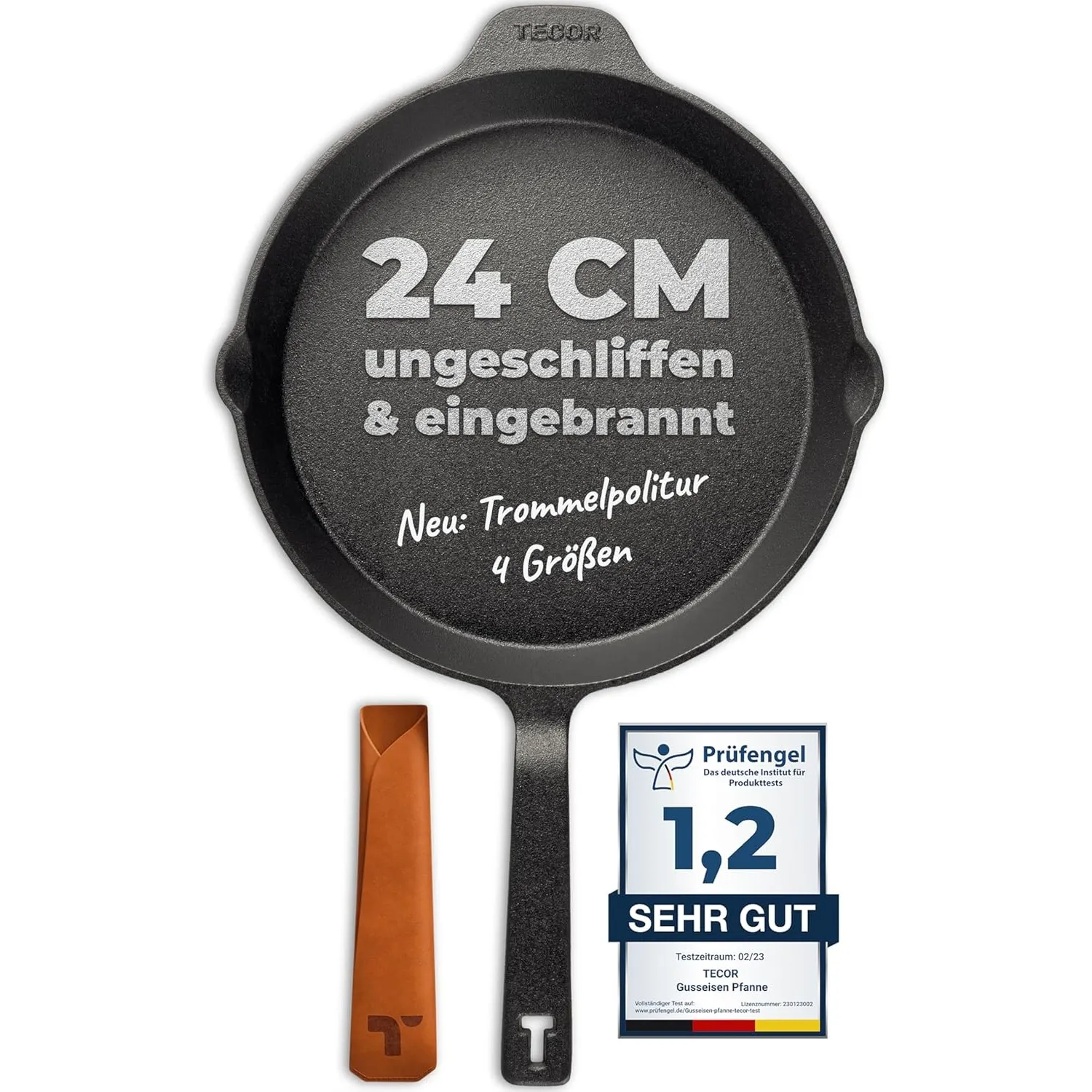 TECOR Gusseisenpfanne Induktion 24 cm ungeschliffen, universell, natürlich
