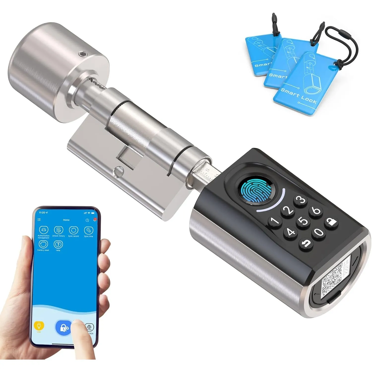 WELOCK Türschloss Fingerabdruck ToucA51,Elektronisches Türschloss Code,mit RFID Karte,APP,WiFi,Fingerabdruck Schloss Ha…