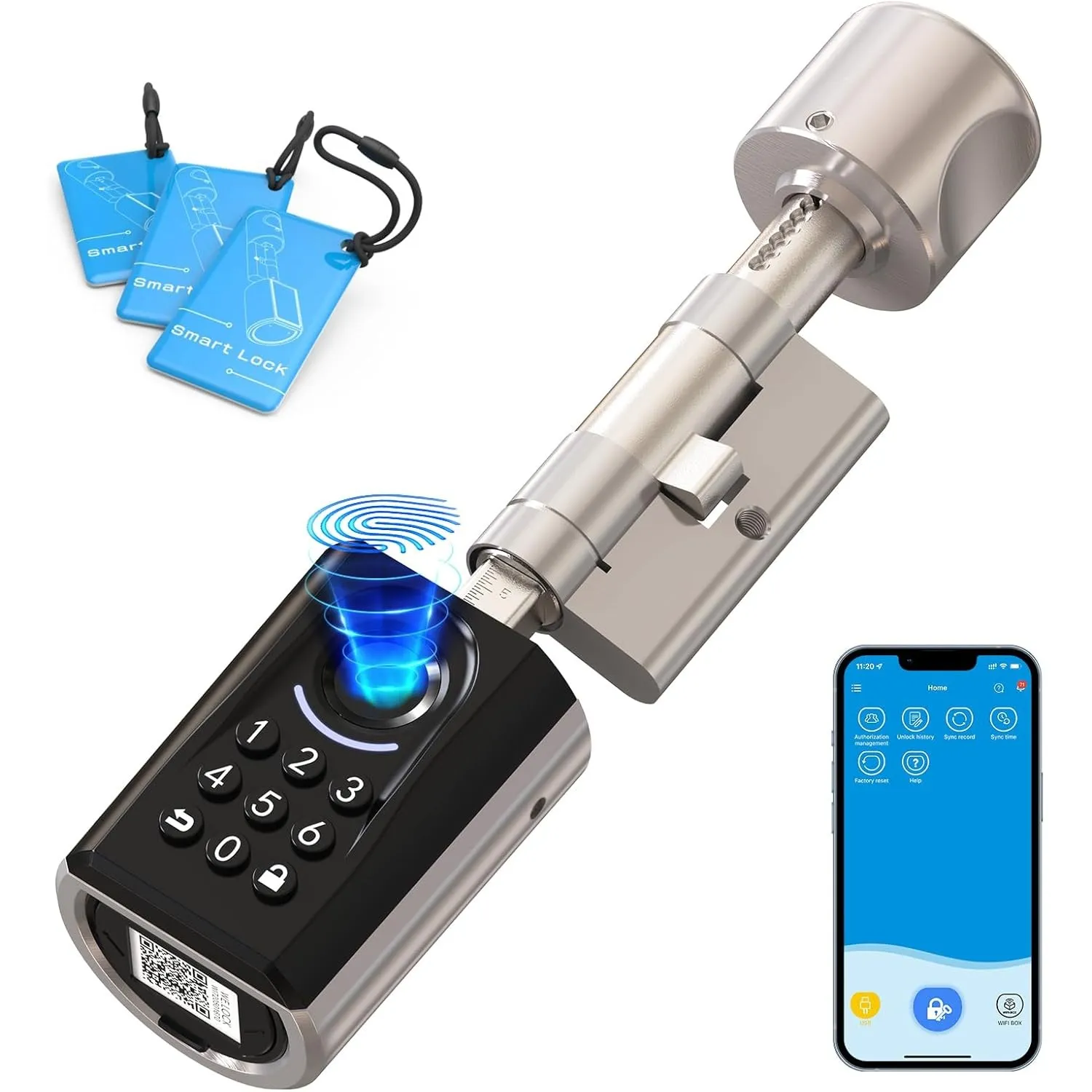 WELOCK ToucA51 Türschloss Fingerabdruck Passcode APP für 30-70mm Tür