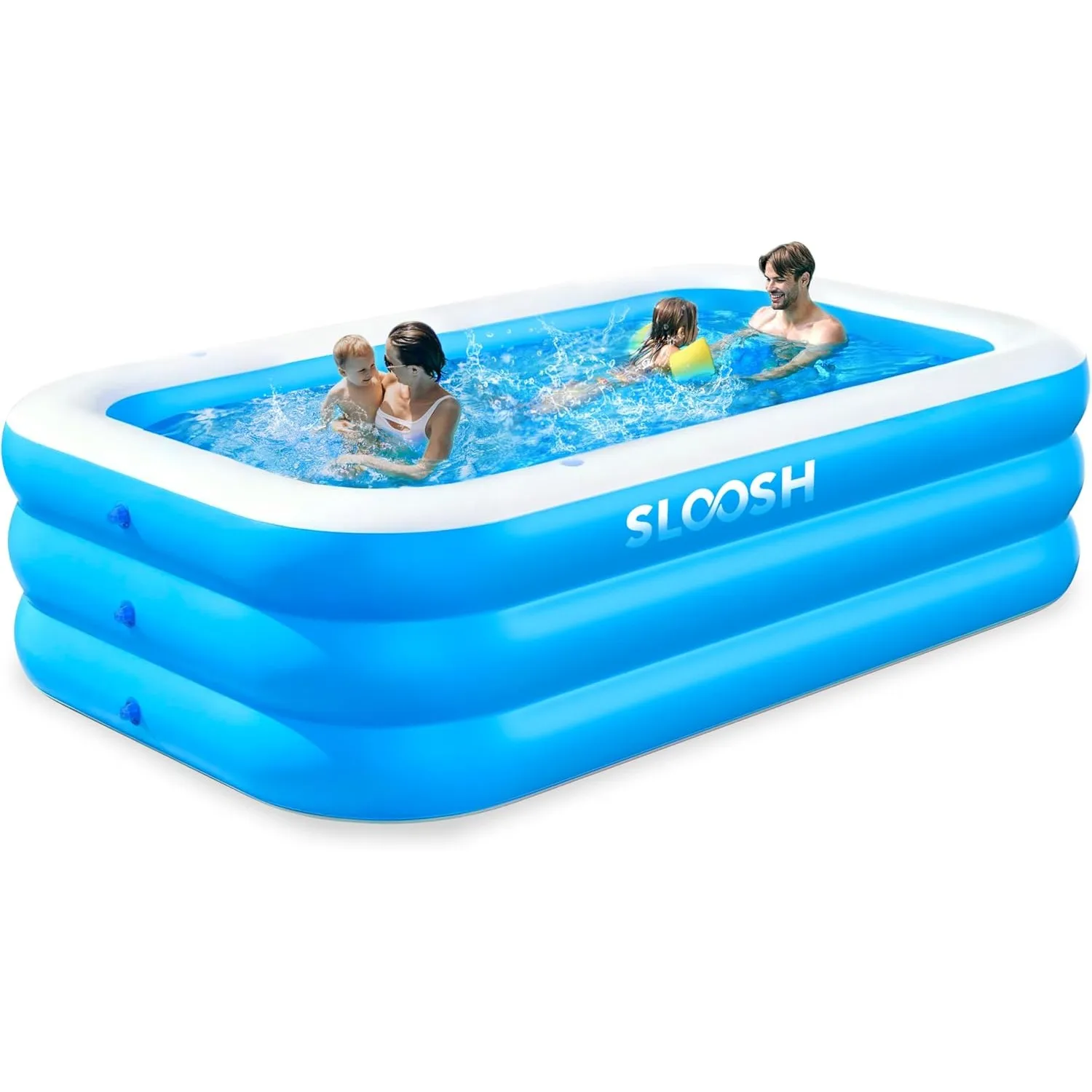 Sloosh Aufblasbarer Swimmingpool mit Sitzen, 304,8 x 182,8 x 55,8 cm, verdickter Aufstellpool für Familien, ideal für S…