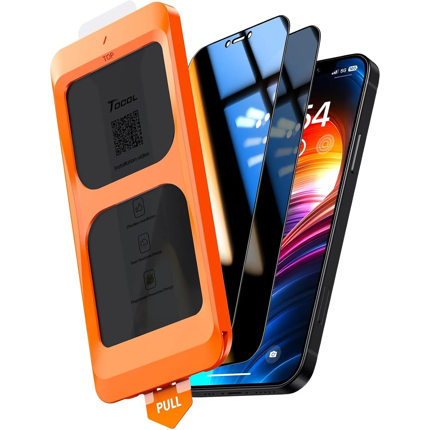 TOCOL für iPhone 12/12 Pro für Panzerglas Sichtschutz, Einfache Montage