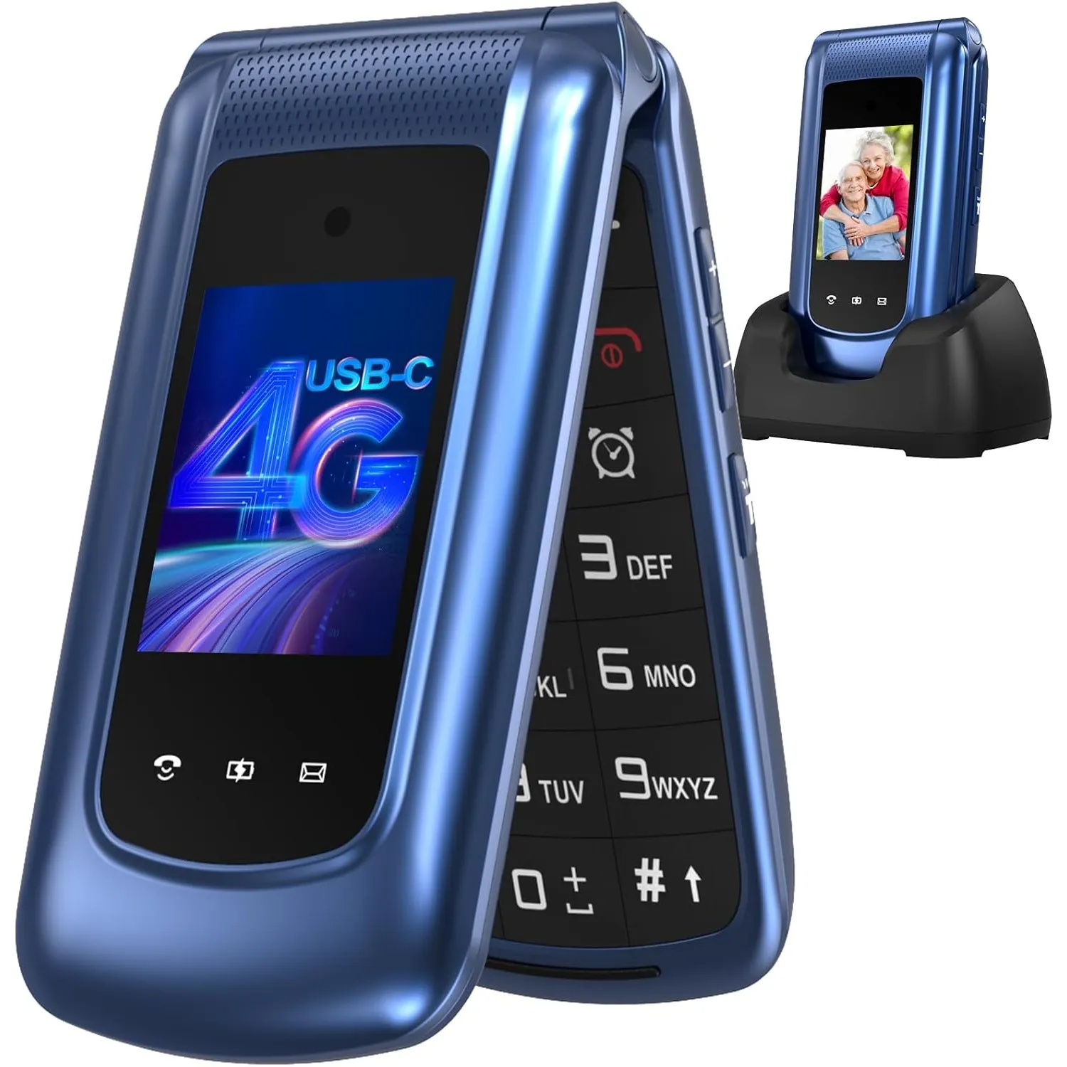 4G Klapphandy Seniorenhandy mit Großen Tasten Handy, Dual-SIM Flip Mobiltelefon mit Ladestation | SOS Notruffunktion | …