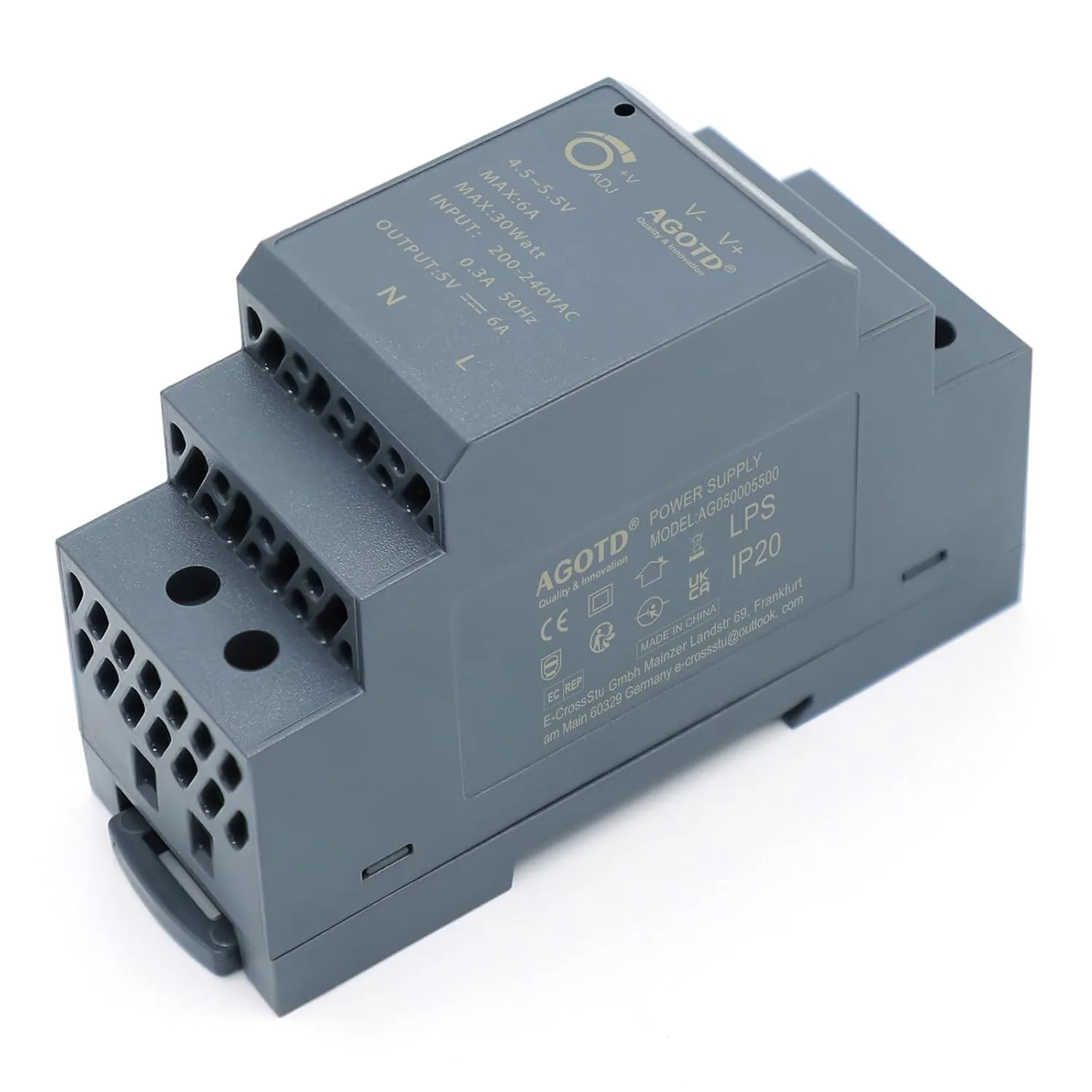 Hutschienen-Netzteil 5V DC 6A 30W DIN-Rail, DIN-Schienen-Netzteil, DIN-Schienen-Transformator, AC 200-240V Ausgangsspan…