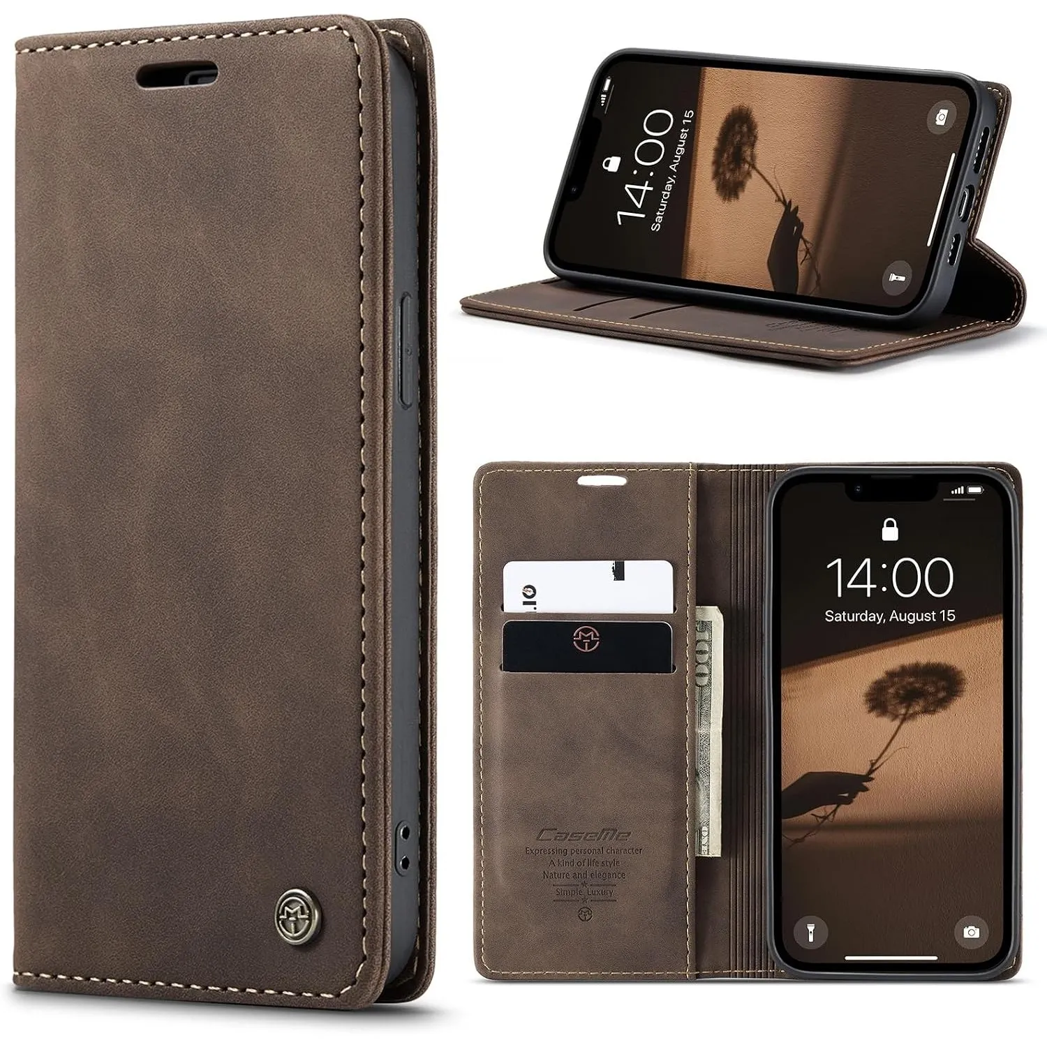 Handyhülle iPhone 17e hülle iPhone 16e hülle klapphülle Premium PU Lederhülle, RFID Schutzhülle, Faltbare Ständer, Hand…