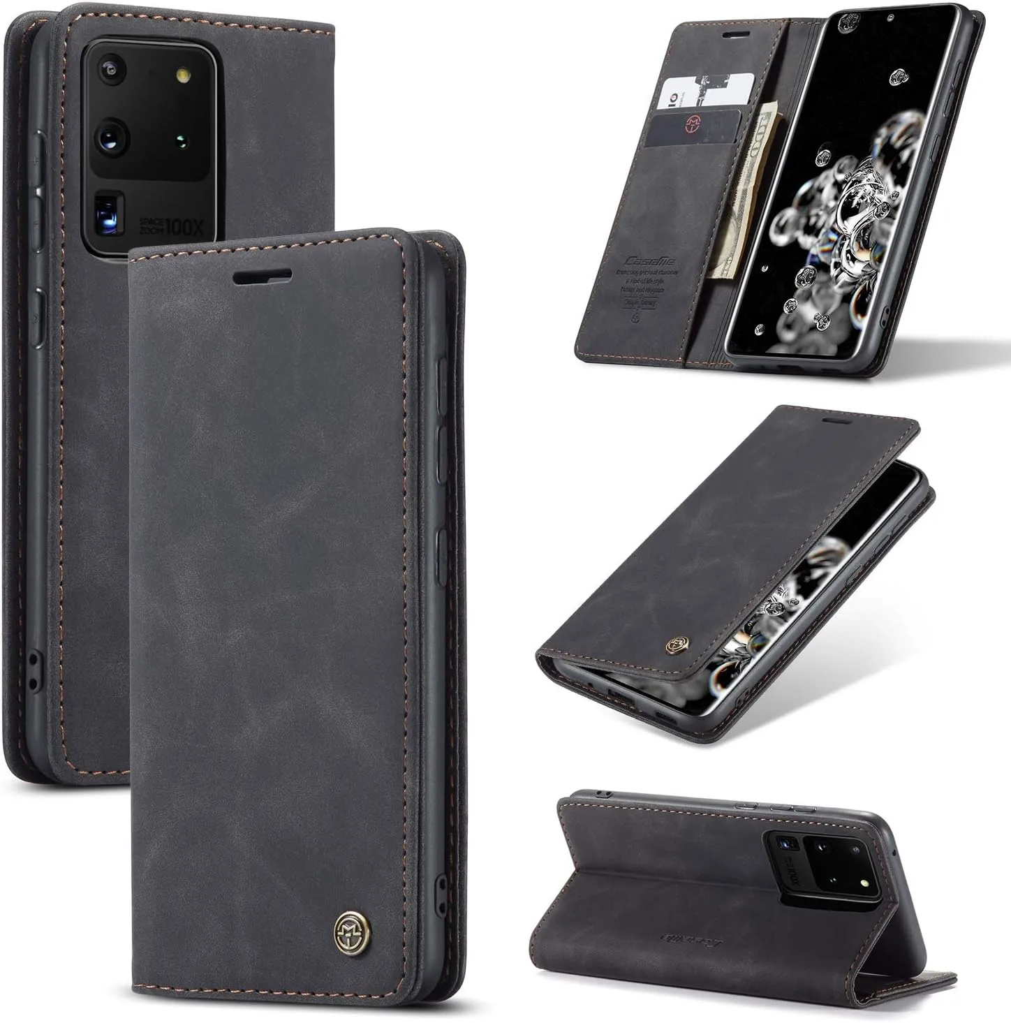 Hülle Samsung Galaxy S20 Ultra klapphülle Premium Lederhülle Weiches Vintage-Nubukleder Faltbare Ständer Schutzhülle Ka…