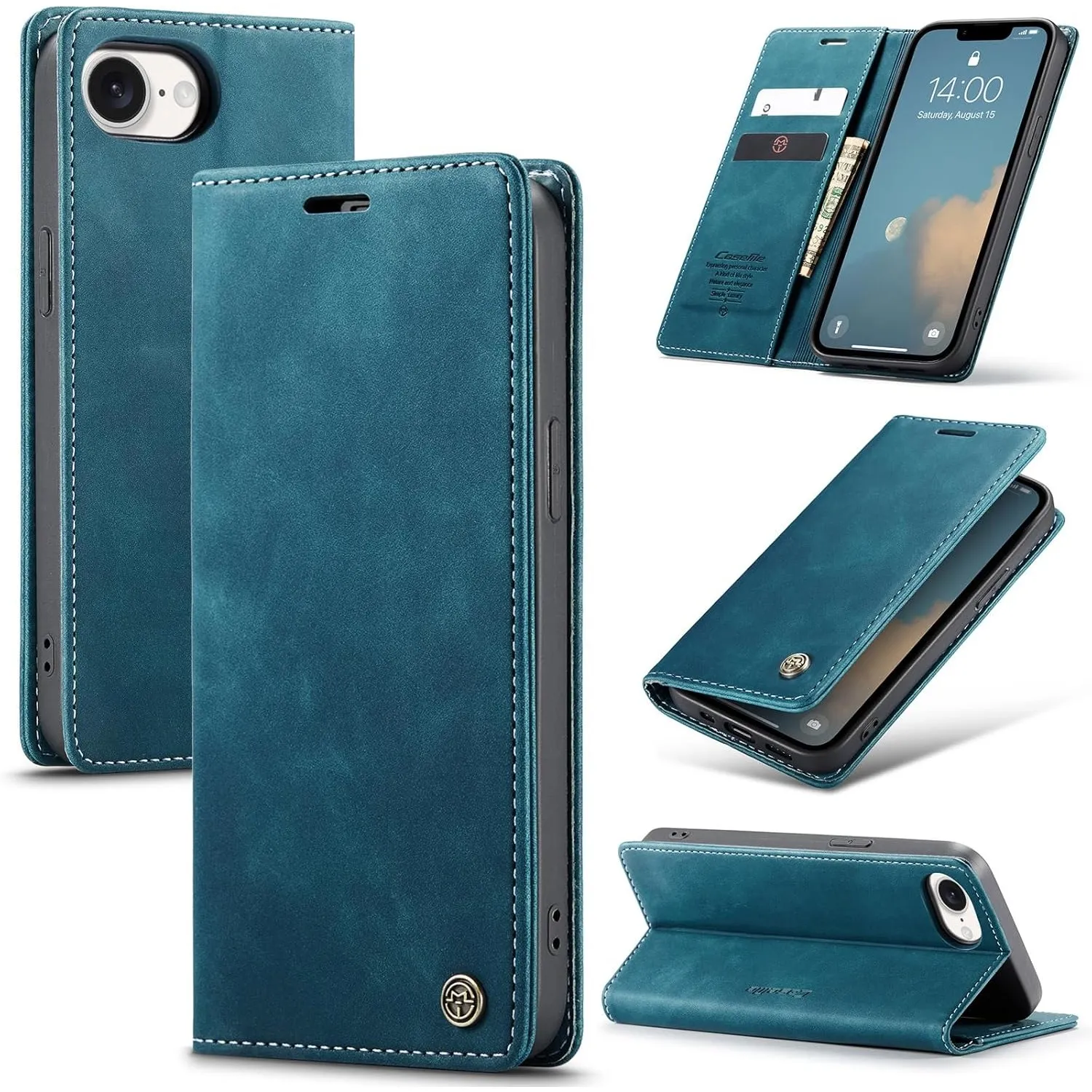 iPhone 17e hülle iPhone 16e klapphülle Premium PU Leder, RFID Schutzhülle, Faltbare Ständer, Handytasche Lederhülle Kar…