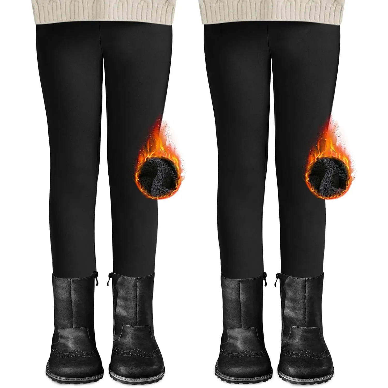 DDOBB 2er Pack Thermo Leggings Mädchen Mit Fleece High Waist
