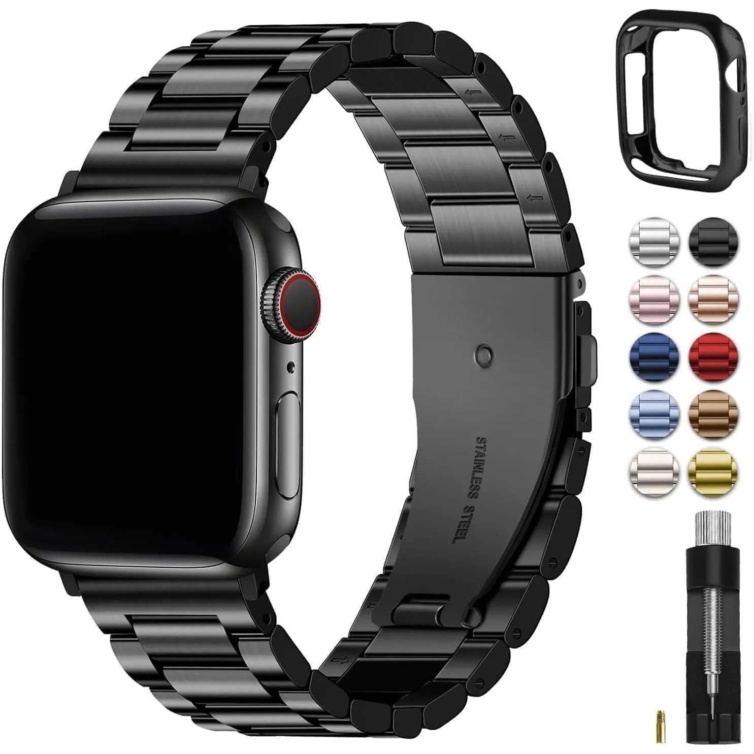 Fullmosa Armband kompatibel mit Apple Watch 38mm/40mm/41mm/42mm/44mm/45mm/49mm, Edelstahlarmband für iWatch SE 3/2/1 Ul…