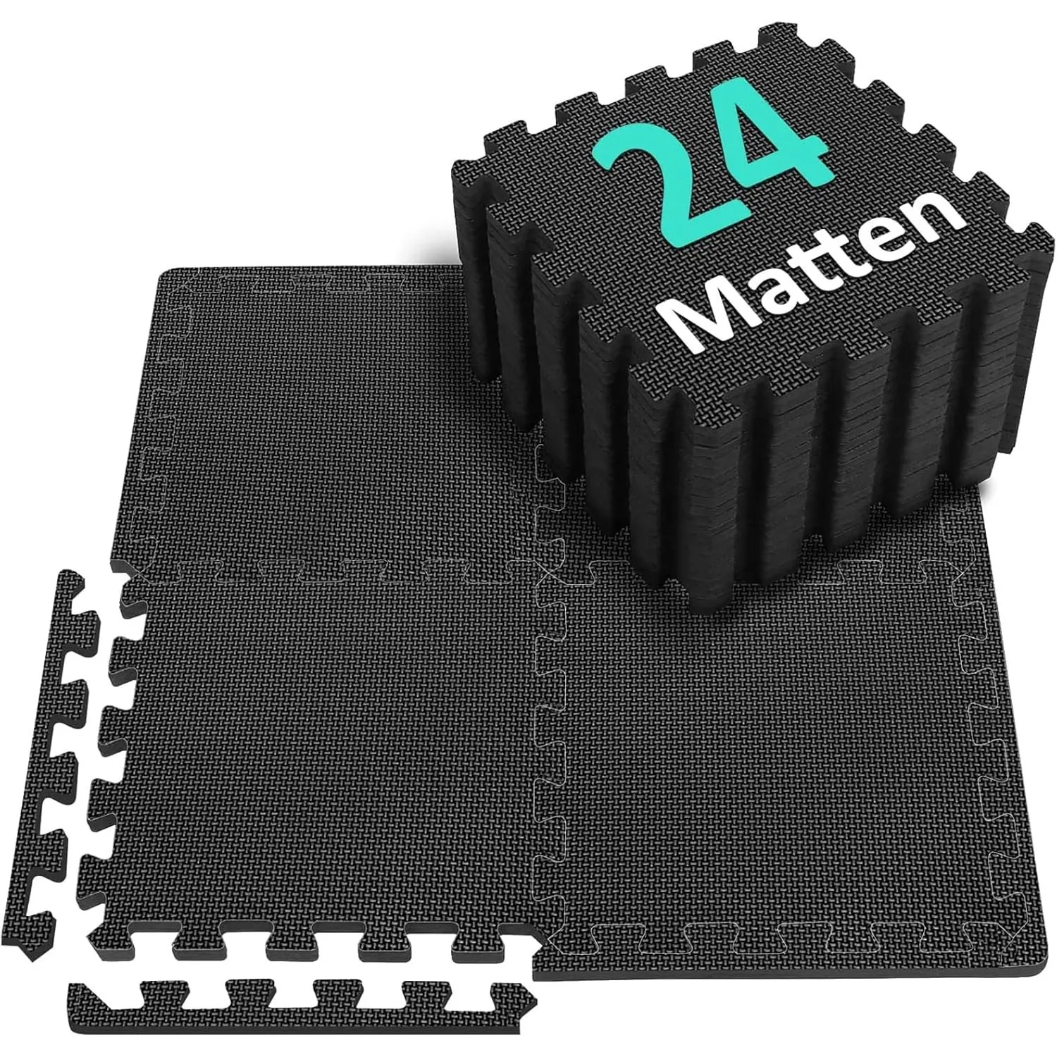 Bodenschutzmatte Fitness Set [31x31cm] - 24 Puzzlematte - EVA Sportmatte Fitnessmatte Rutschfest, Bodenmatte für Fitnes…