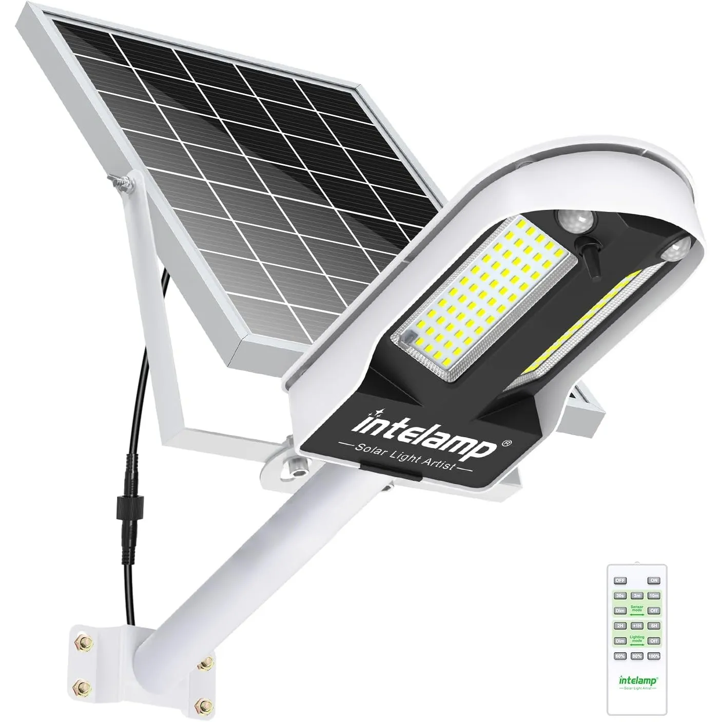 INTELAMP Solar Straßenlaterne mit Fernbedienung 12500mAh 3000LM