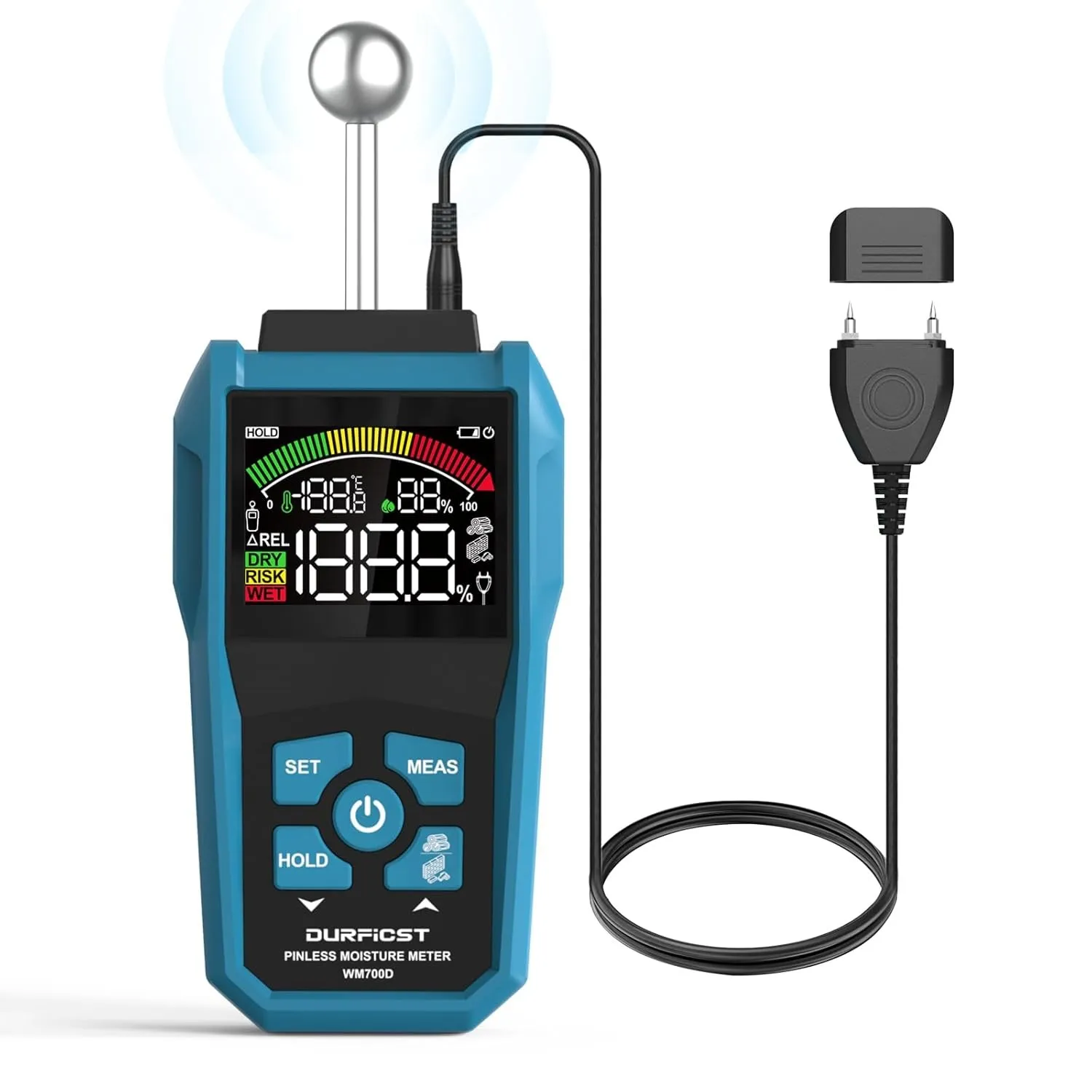 DURFICST WM700D Feuchtigkeitsmessgerät, Pin&Pinless Feuchtigkeitsmesser | Feuchtigkeitsmessgerät Wand mit Farb-LCD und …