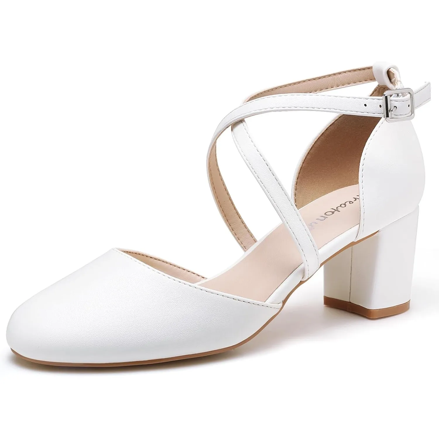 Greatonu Damen Pumps Riemchenpumps Spangenpumps Sandale mit Kreuz Knöchelriemen Blockabsatz Geschlossener Spitze Glitze…