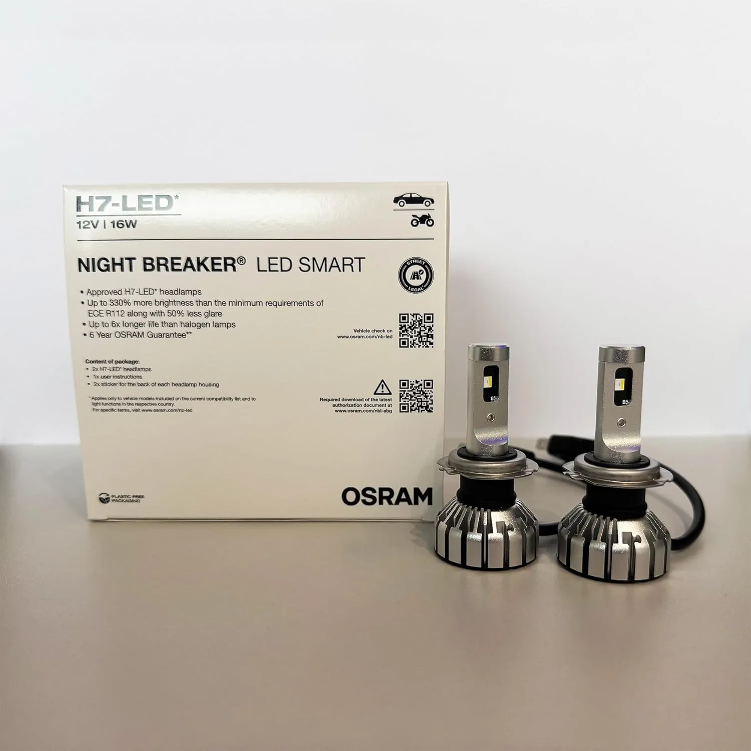 Osram H7 NIGHT BREAKER LED SMART +330% StVZO-Konforme Werkstatt Profi-Set 2St
