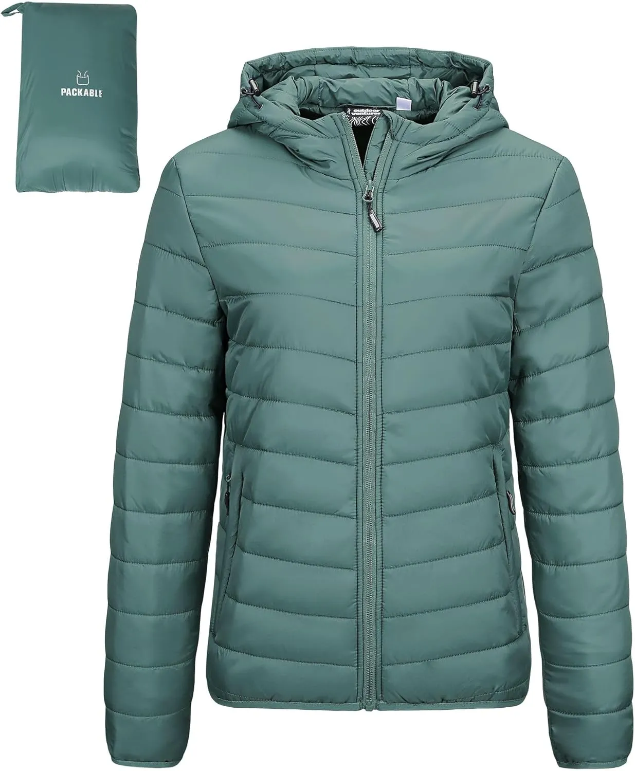 Outdoor Ventures Damen Steppjacke Leichte Packbare Übergangsjacke Warme Winterjacke mit Kapuze für Frauen Gefüttert Puf…